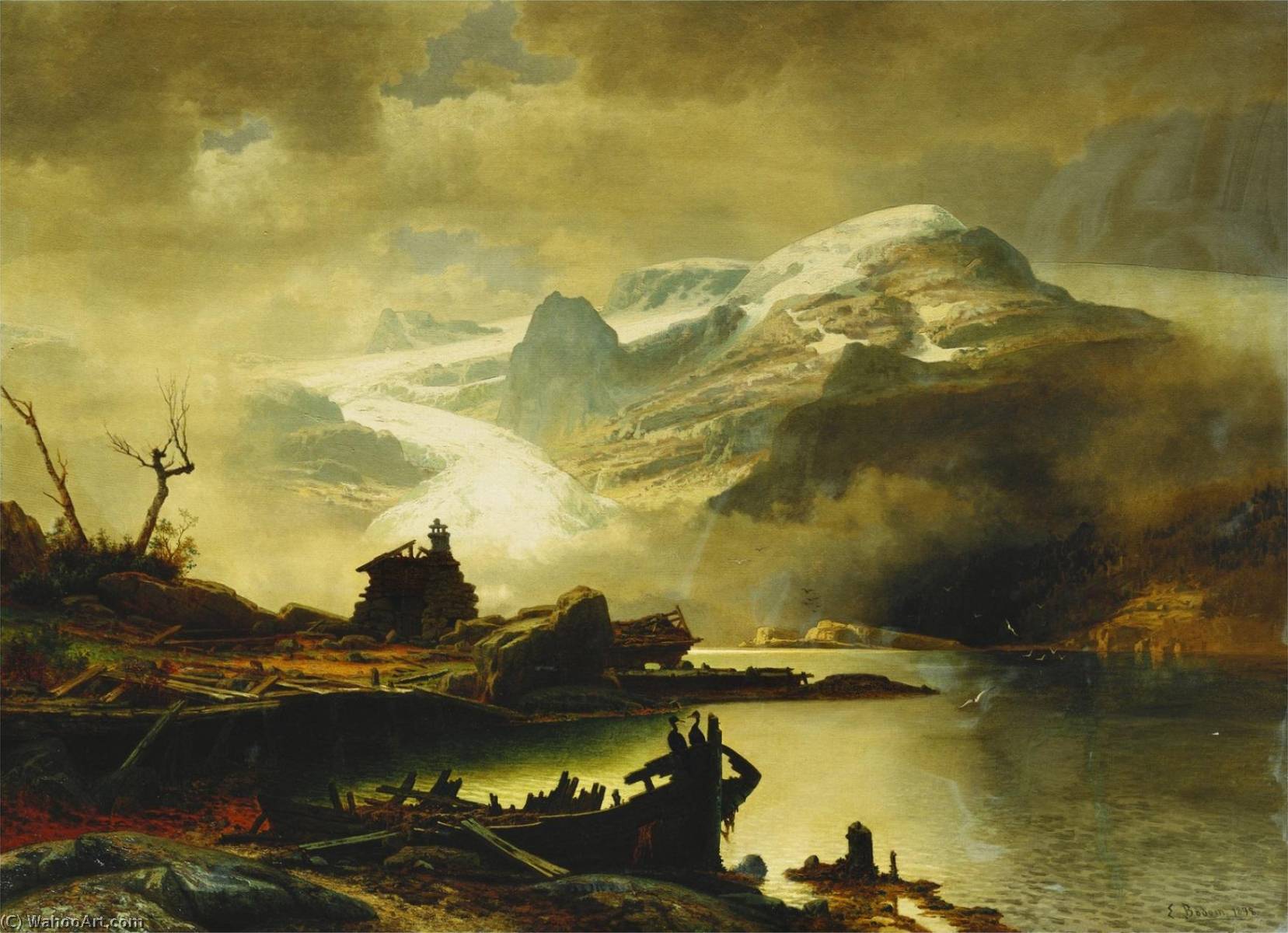 Wikioo.org - The Encyclopedia of Fine Arts - Painting, Artwork by Erik Bodom - The Bondhus Glacier in Sunnhordland