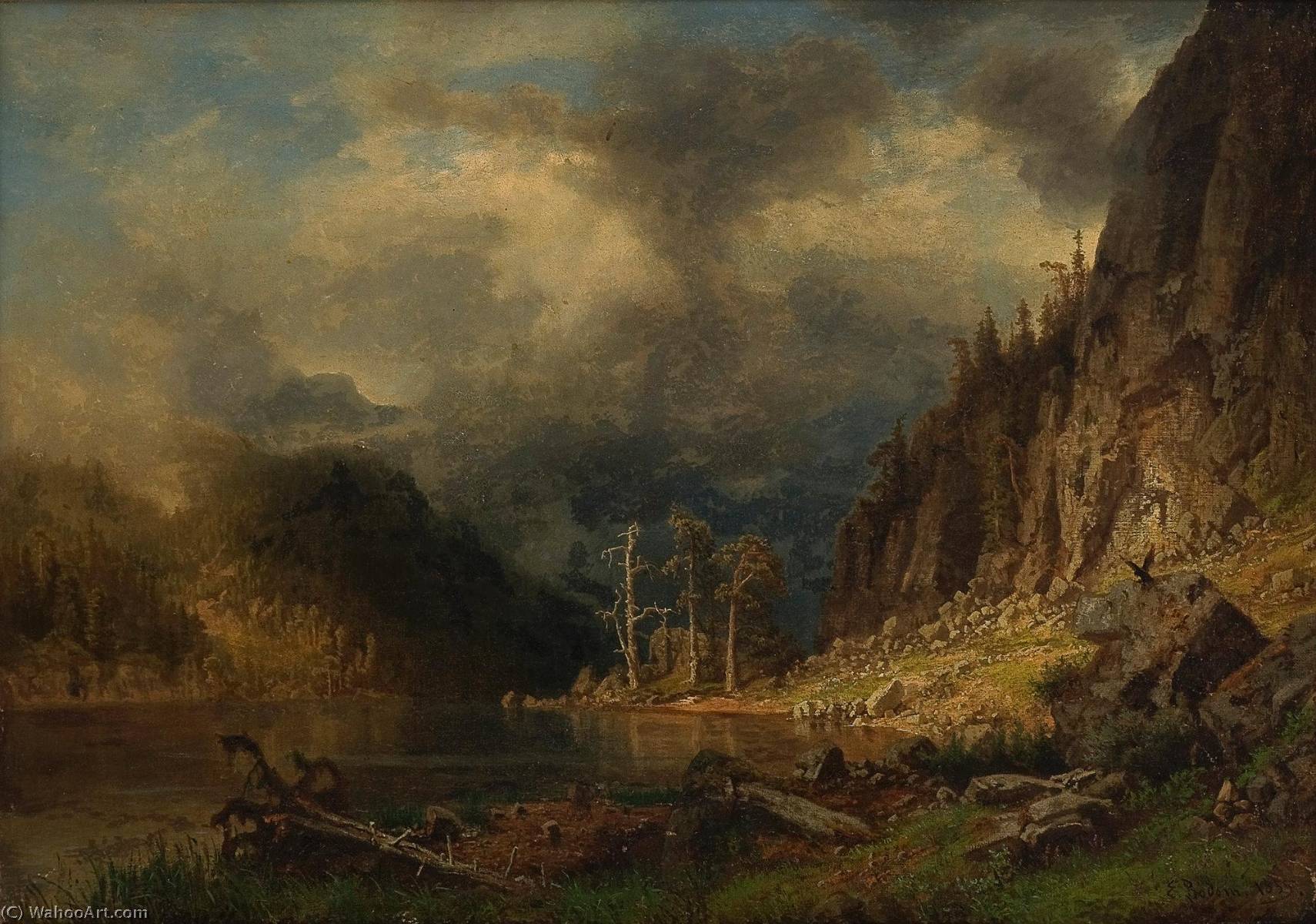 Wikioo.org - The Encyclopedia of Fine Arts - Painting, Artwork by Erik Bodom - Norwegian Skogslandskap Forest landscape