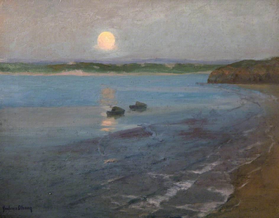 WikiOO.org - دایره المعارف هنرهای زیبا - نقاشی، آثار هنری Albert Julius Olsson - Moonrise, St Ives Bay