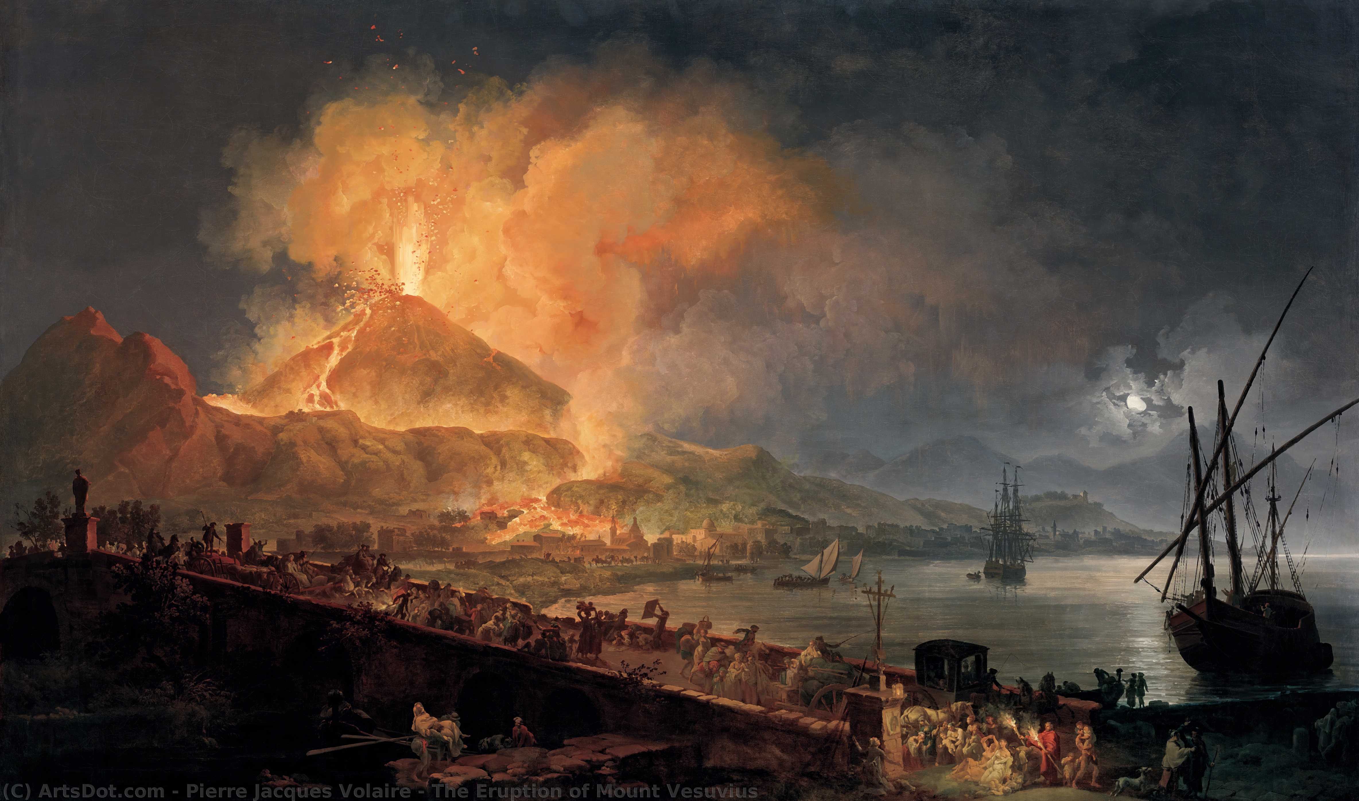 WikiOO.org - אנציקלופדיה לאמנויות יפות - ציור, יצירות אמנות Pierre Jacques Volaire - The Eruption of Mount Vesuvius
