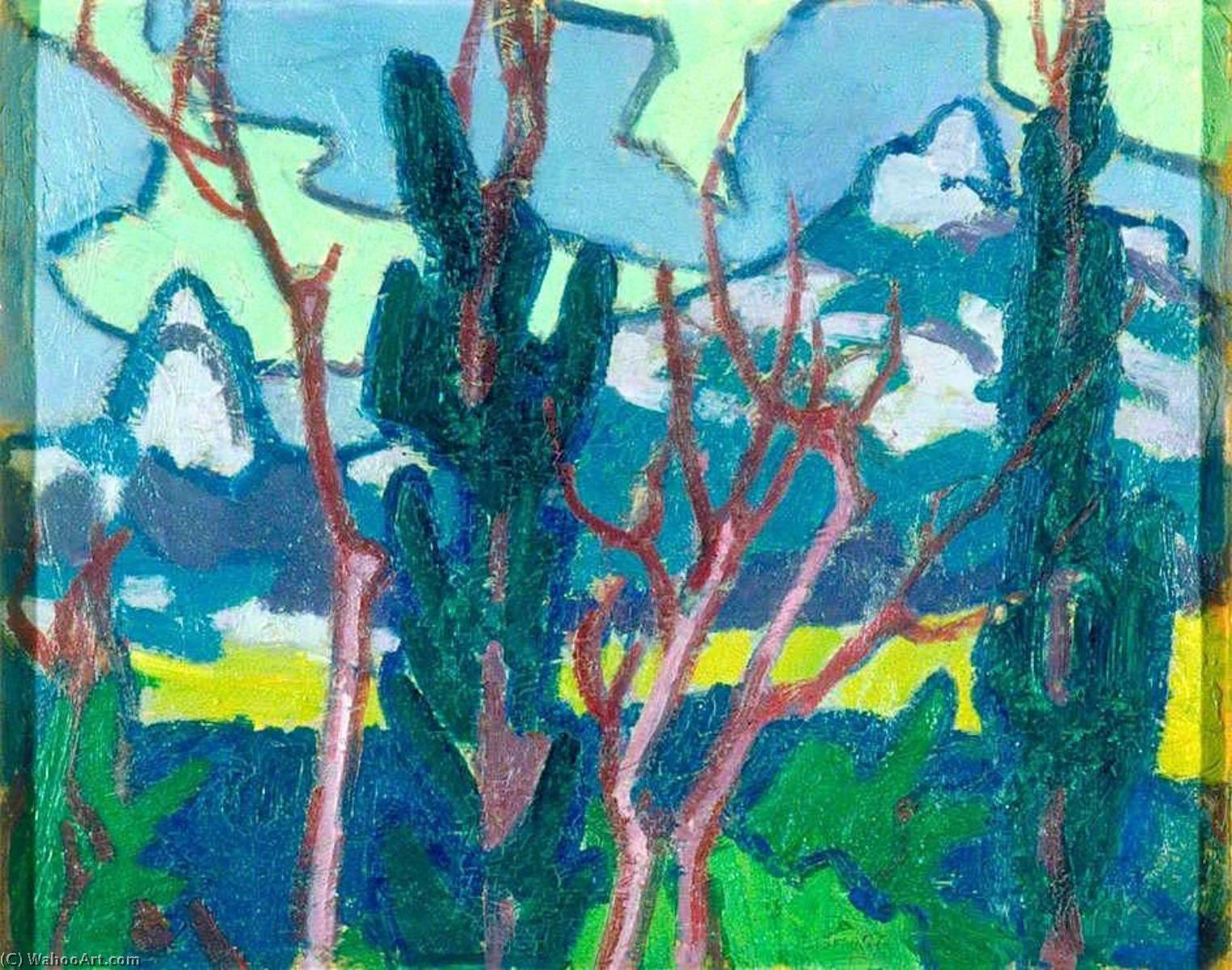 Wikioo.org - The Encyclopedia of Fine Arts - Painting, Artwork by Jessica Dismorr - Landscape with Trees