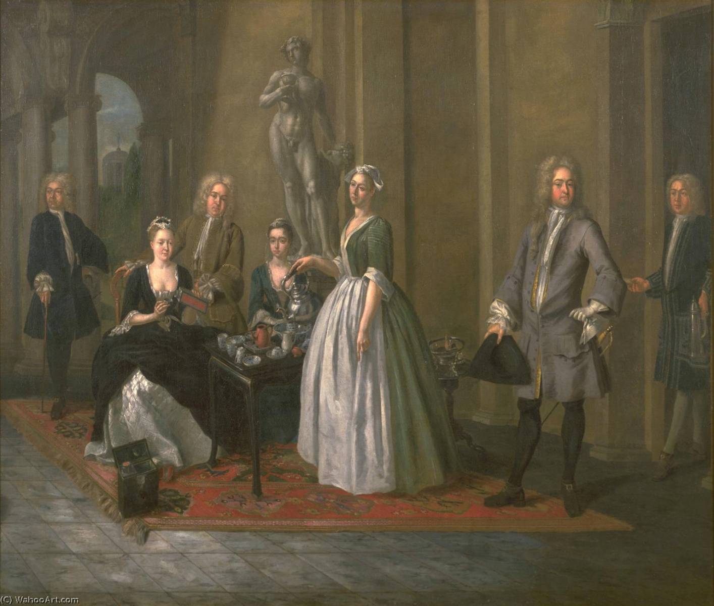 WikiOO.org - Encyclopedia of Fine Arts - Maľba, Artwork Joseph Van Aken - An English Family at Tea