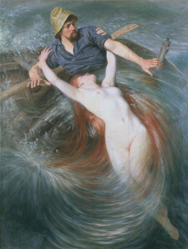 WikiOO.org - Encyclopedia of Fine Arts - Maľba, Artwork Knut Ekwall - Fisherman and The Siren
