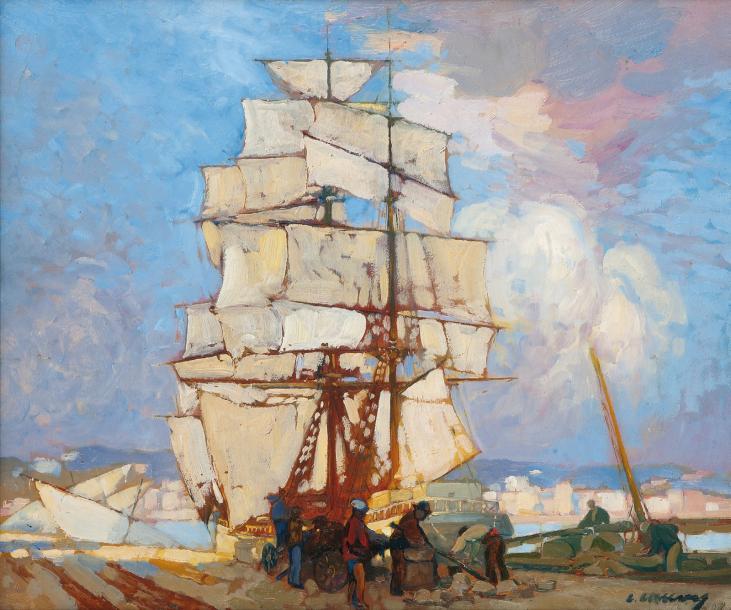 WikiOO.org - Encyclopedia of Fine Arts - Maleri, Artwork Léon Cauvy - In the Harbor of Algiers