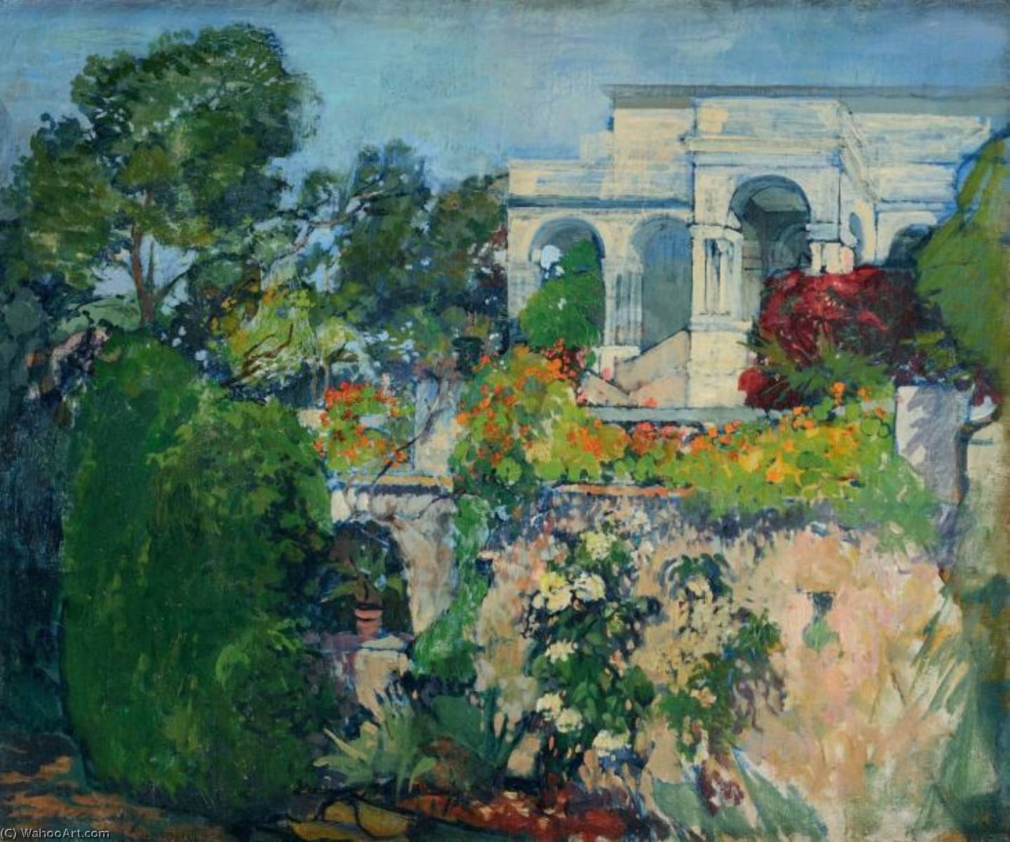 Wikioo.org – L'Encyclopédie des Beaux Arts - Peinture, Oeuvre de Léon Cauvy - les jardins de l villa abd E l Tif , Alger