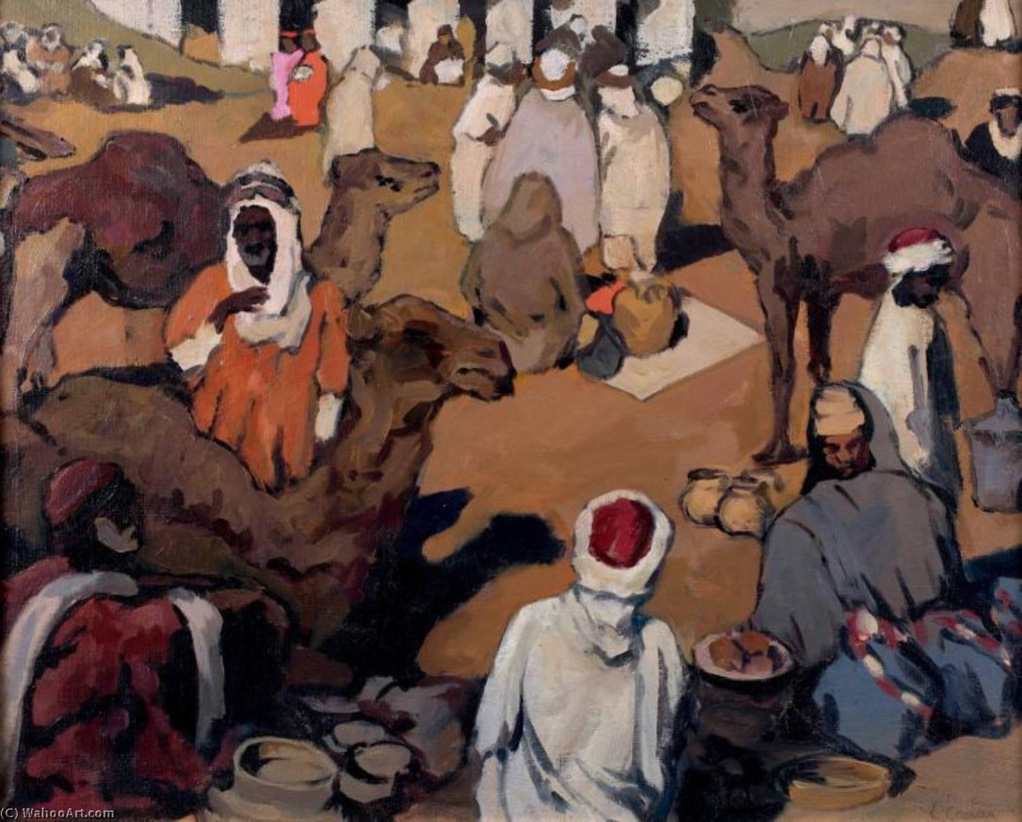 Wikioo.org – L'Enciclopedia delle Belle Arti - Pittura, Opere di Léon Cauvy - il mercato ( Le souk )