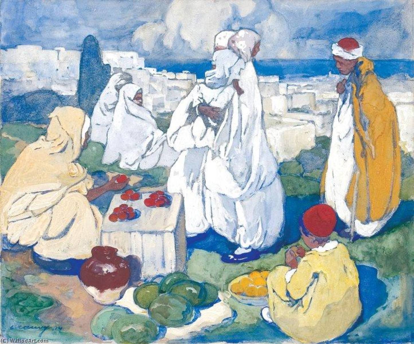 Wikioo.org – L'Encyclopédie des Beaux Arts - Peinture, Oeuvre de Léon Cauvy - le fruit Marché dans  ci dessus  Alger