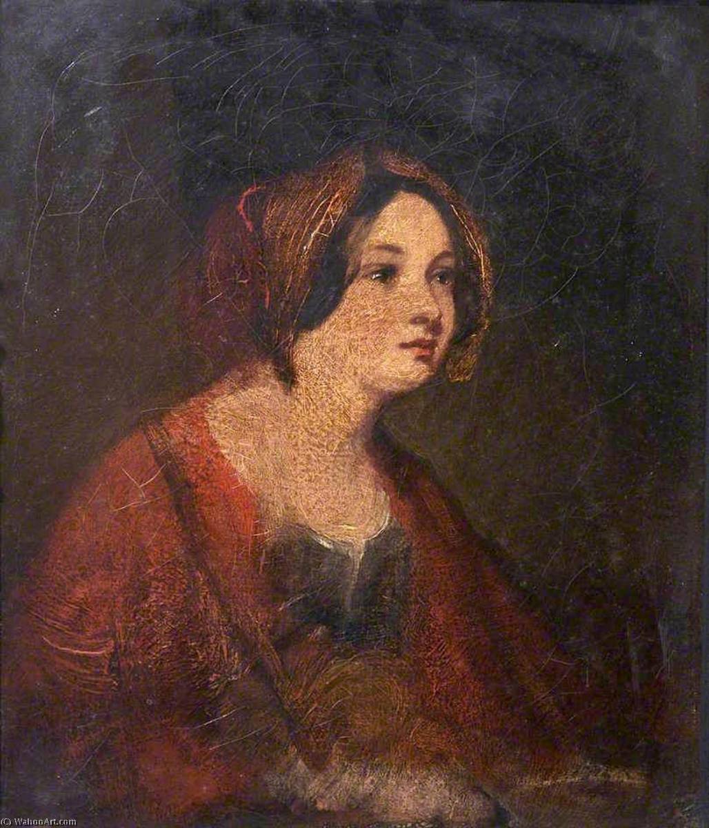 WikiOO.org - Enciklopedija dailės - Tapyba, meno kuriniai Margaret Sarah Carpenter - A Girl in a Red Cloak (study)