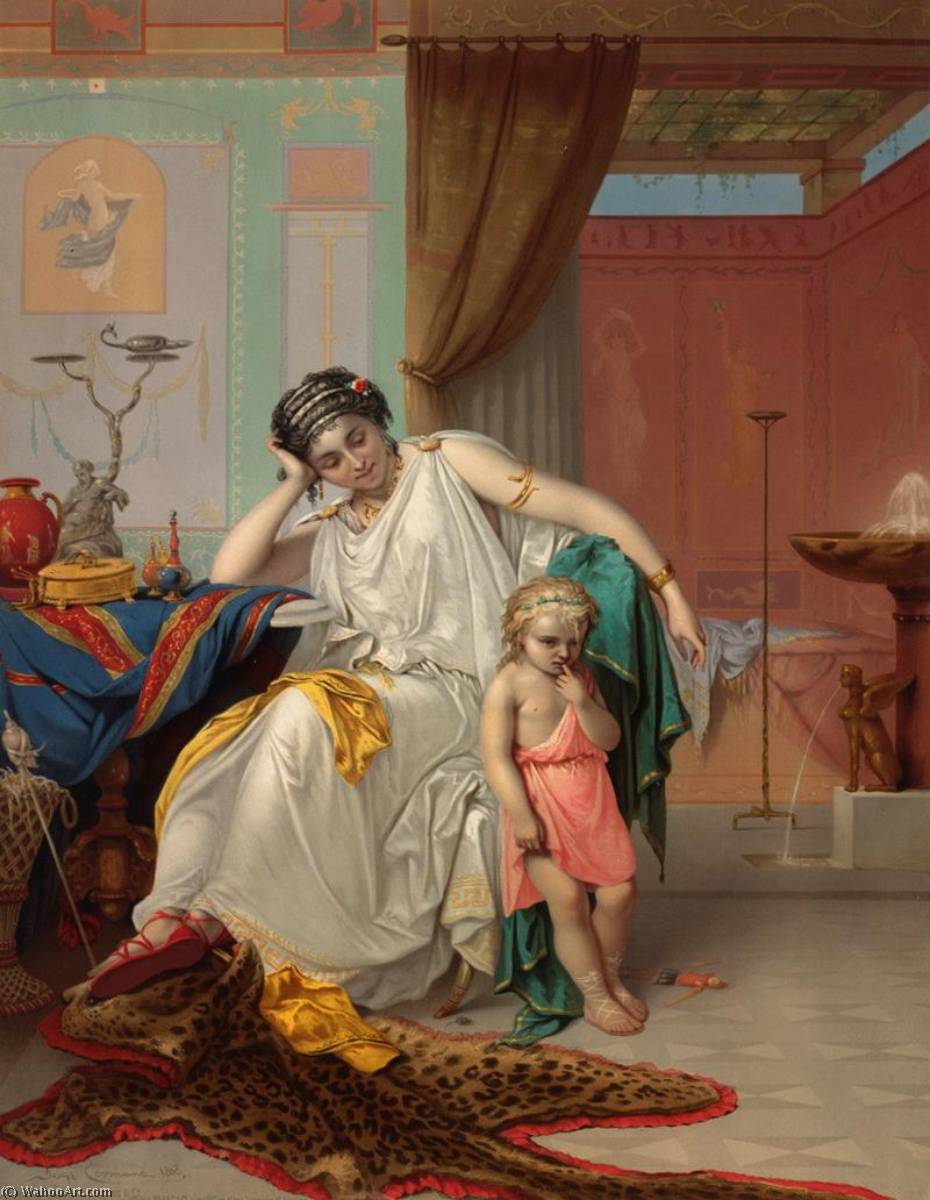 Wikioo.org - The Encyclopedia of Fine Arts - Painting, Artwork by Pierre Olivier Joseph Coomans - Family Life in Pompeii