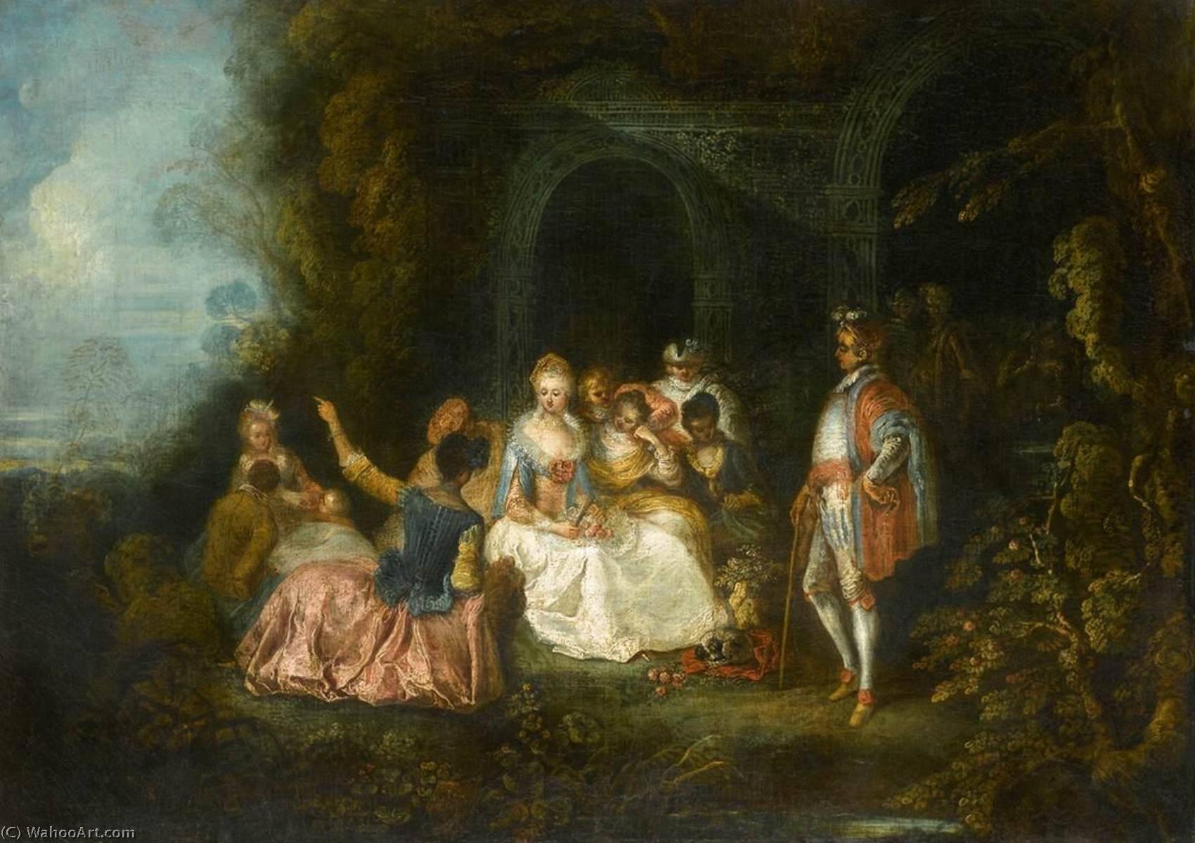 Wikioo.org - The Encyclopedia of Fine Arts - Painting, Artwork by Pierre Antoine Quillard - Amorous Couples in a Garden Setting