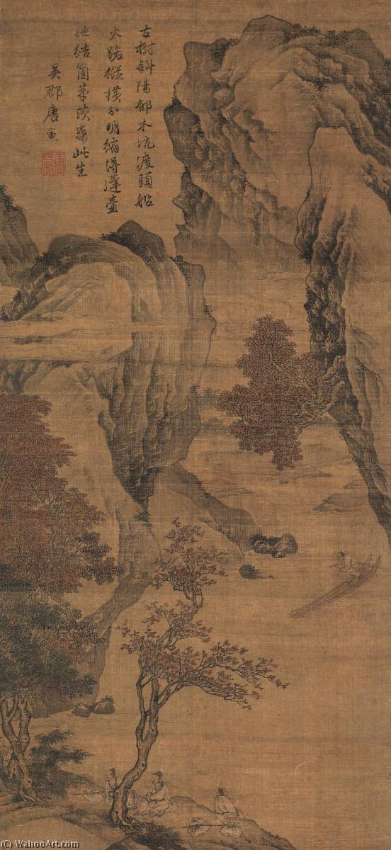 Wikioo.org - The Encyclopedia of Fine Arts - Painting, Artwork by Tang Yin - WAIT FOR A BOAT IN AUTUMN