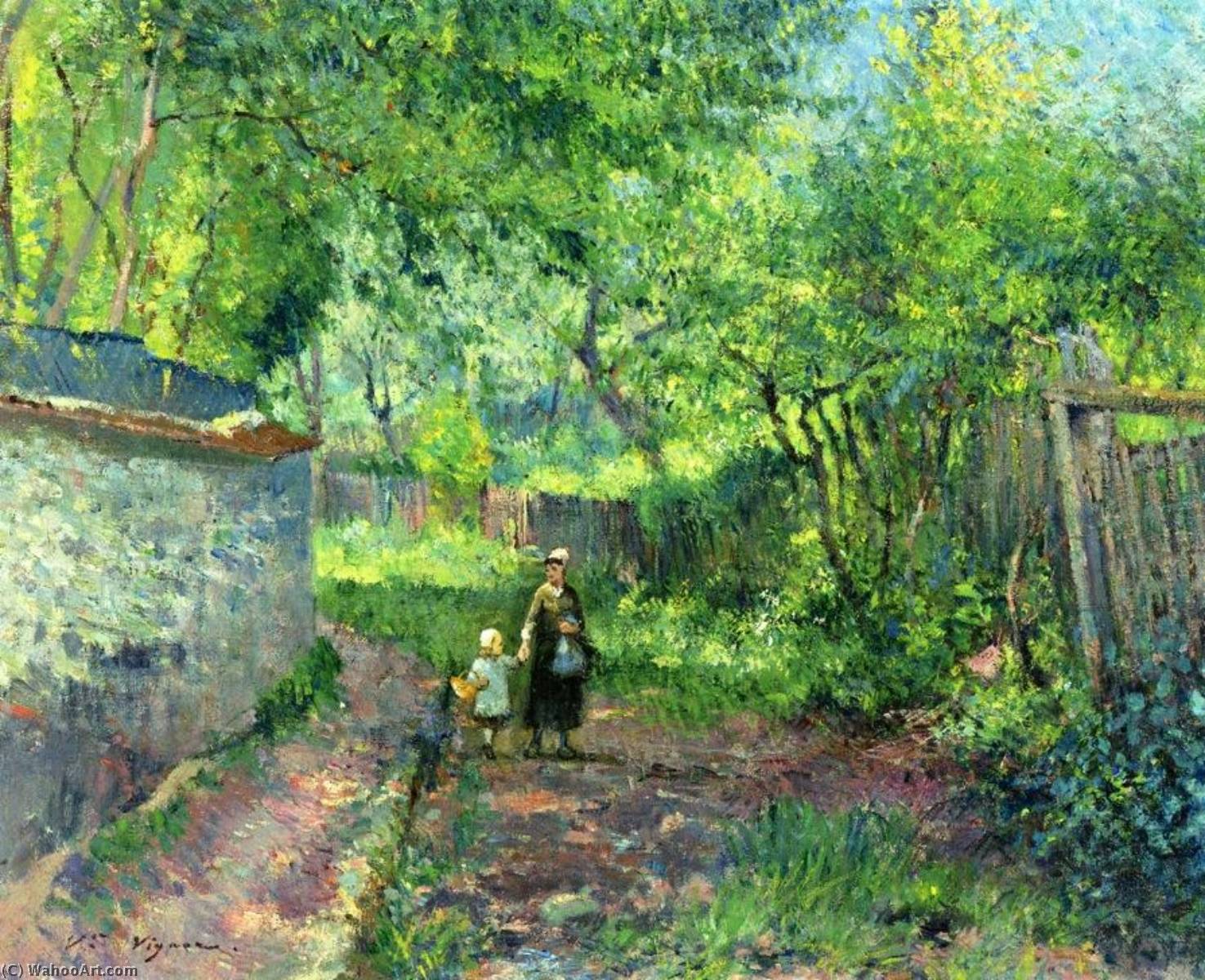 Wikioo.org - The Encyclopedia of Fine Arts - Painting, Artwork by Victor Vignon - Mother and Child taking a Walk