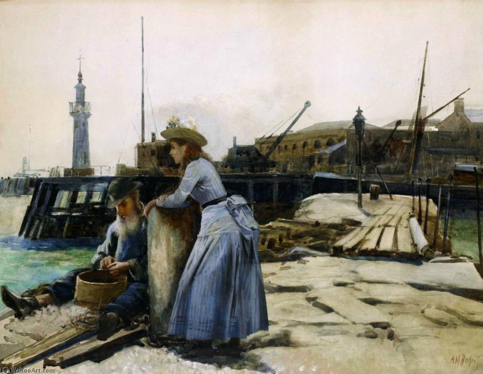 Wikioo.org – L'Encyclopédie des Beaux Arts - Peinture, Oeuvre de Alexander Mark Rossi - le pêcheur et  son  fille