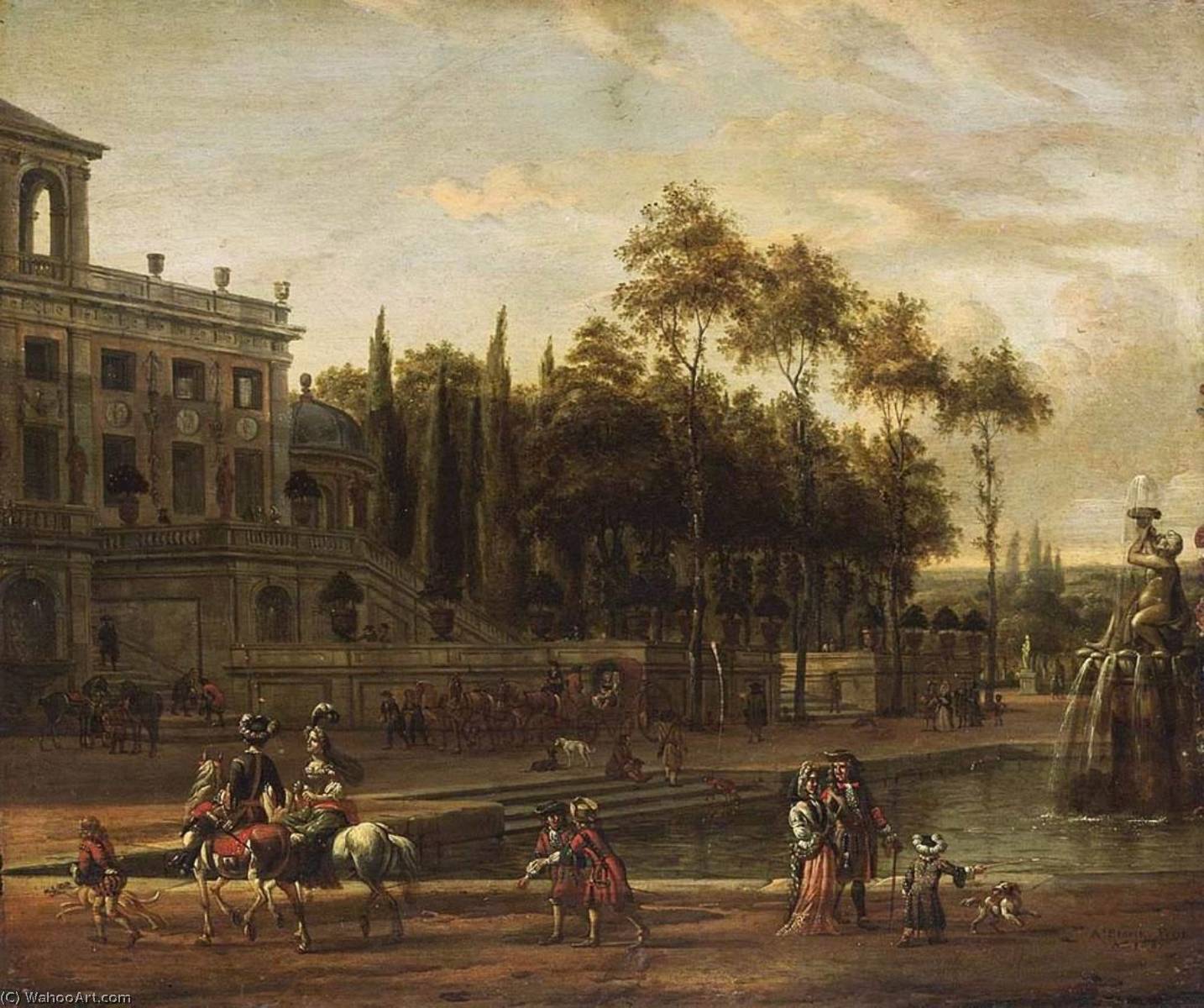 Wikioo.org - The Encyclopedia of Fine Arts - Painting, Artwork by Abraham Storck (Sturckenburch) - An Italianate Park Landscape