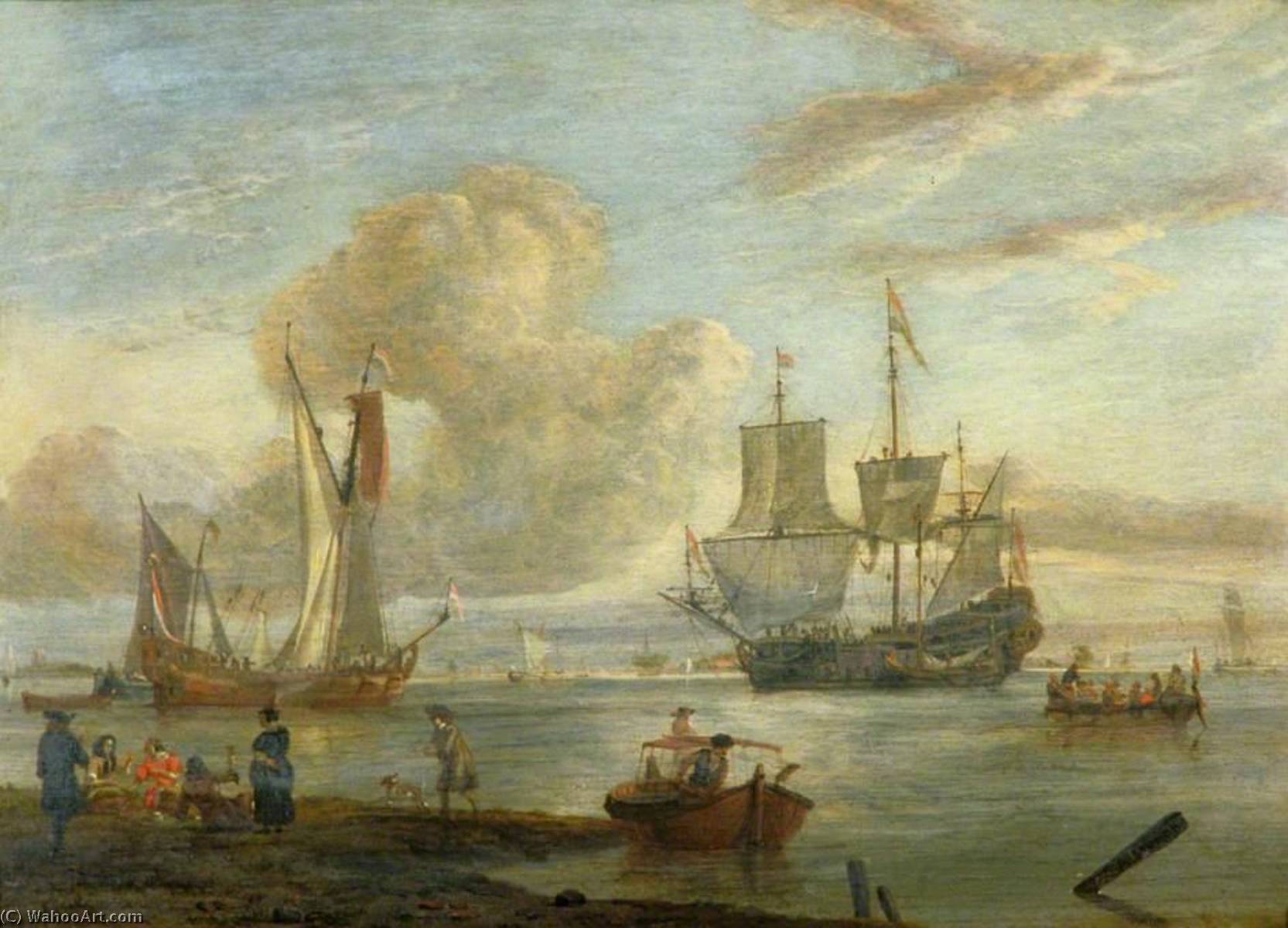 Wikioo.org - The Encyclopedia of Fine Arts - Painting, Artwork by Abraham Storck (Sturckenburch) - Estuary Scene