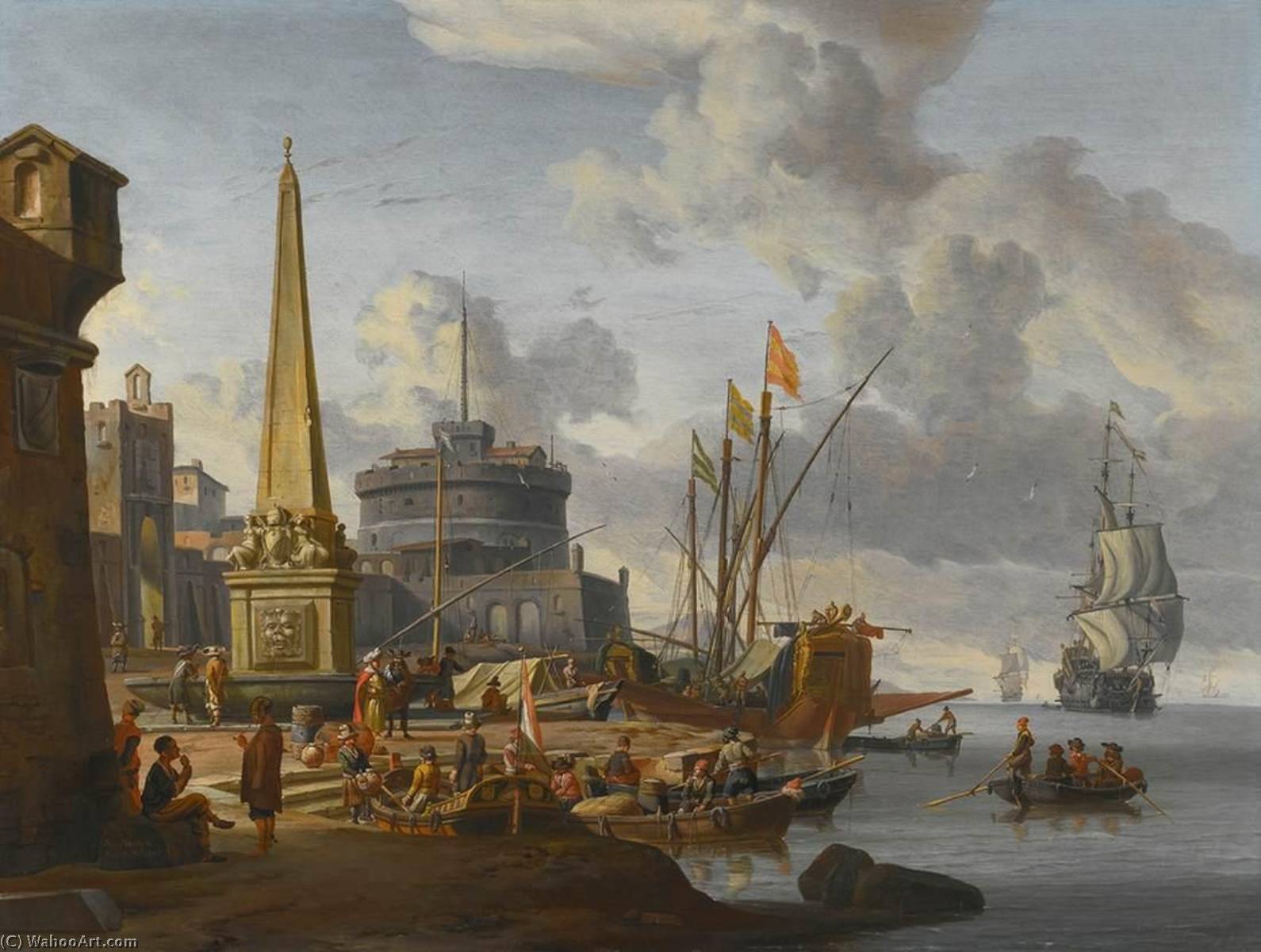 WikiOO.org - Enciklopedija dailės - Tapyba, meno kuriniai Abraham Storck (Sturckenburch) - Fortified Mediterranean Port