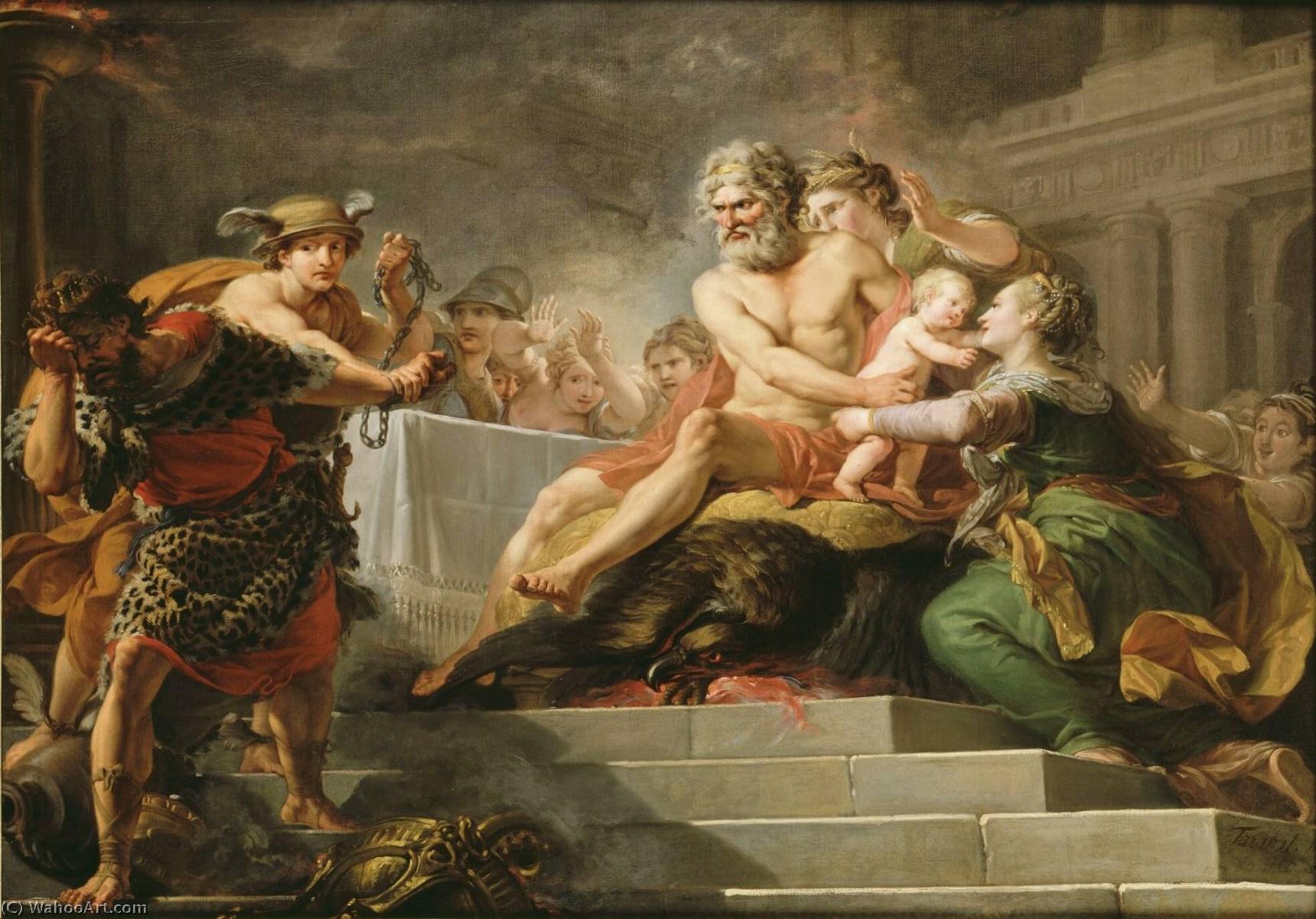 Wikioo.org – L'Enciclopedia delle Belle Arti - Pittura, Opere di Hugues Taraval - il festa di  Tantalo