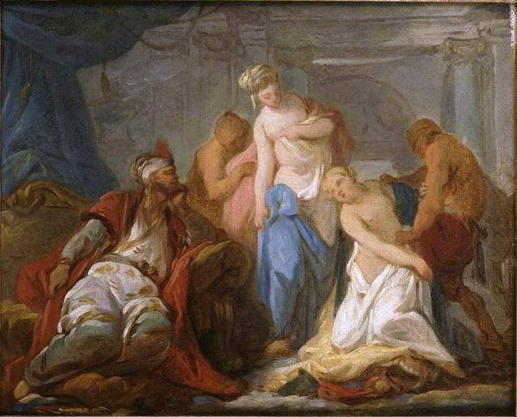 Wikioo.org - The Encyclopedia of Fine Arts - Painting, Artwork by Hugues Taraval - The Governor of the Seraglio Chosing the Concubines