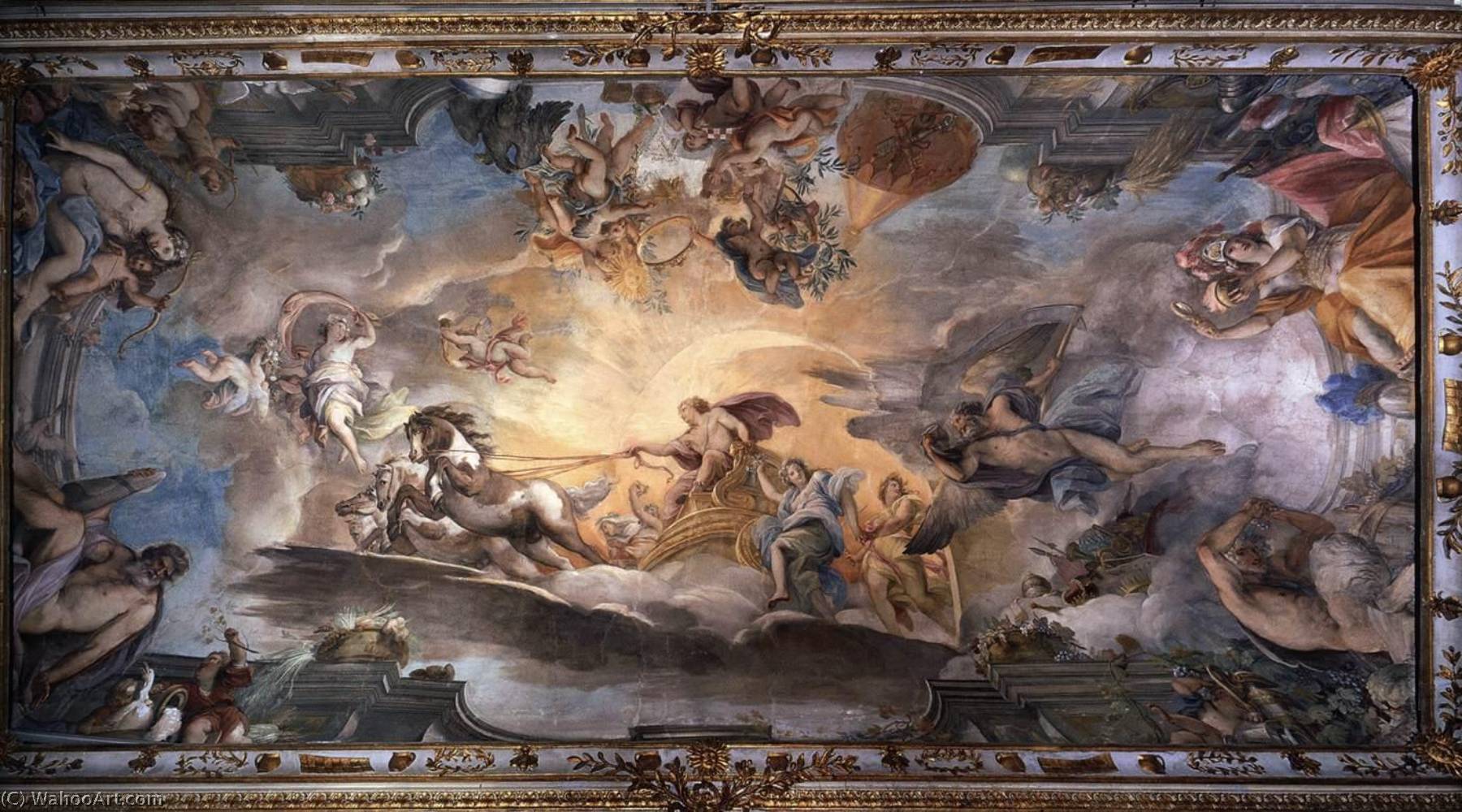 Wikioo.org - The Encyclopedia of Fine Arts - Painting, Artwork by Giuseppe Bartolomeo Chiari - Aurora and Apollo on the Chariot of the Sun