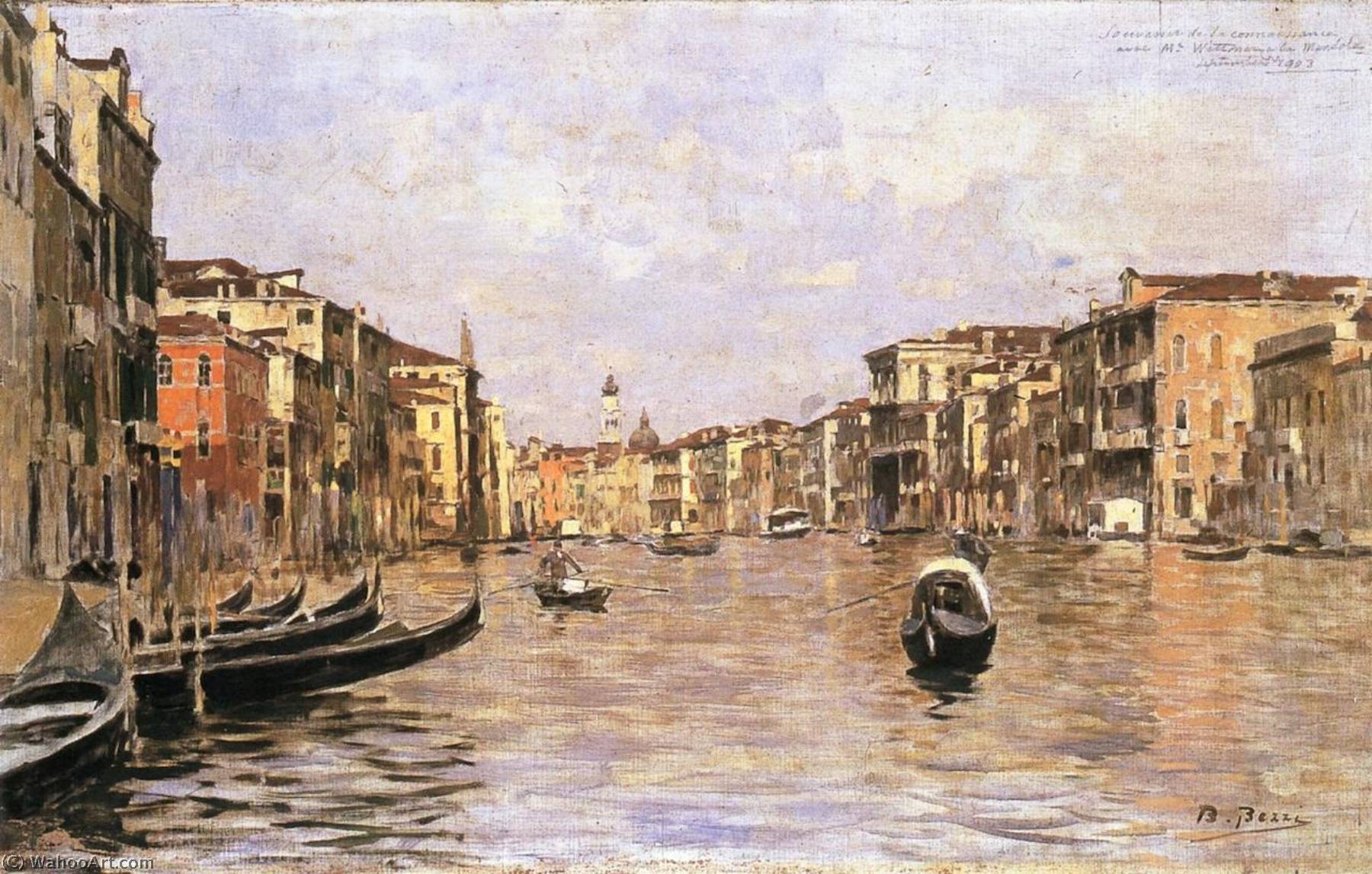 Wikioo.org - The Encyclopedia of Fine Arts - Painting, Artwork by Bartolomeo Bezzi - Gondolas in Venice