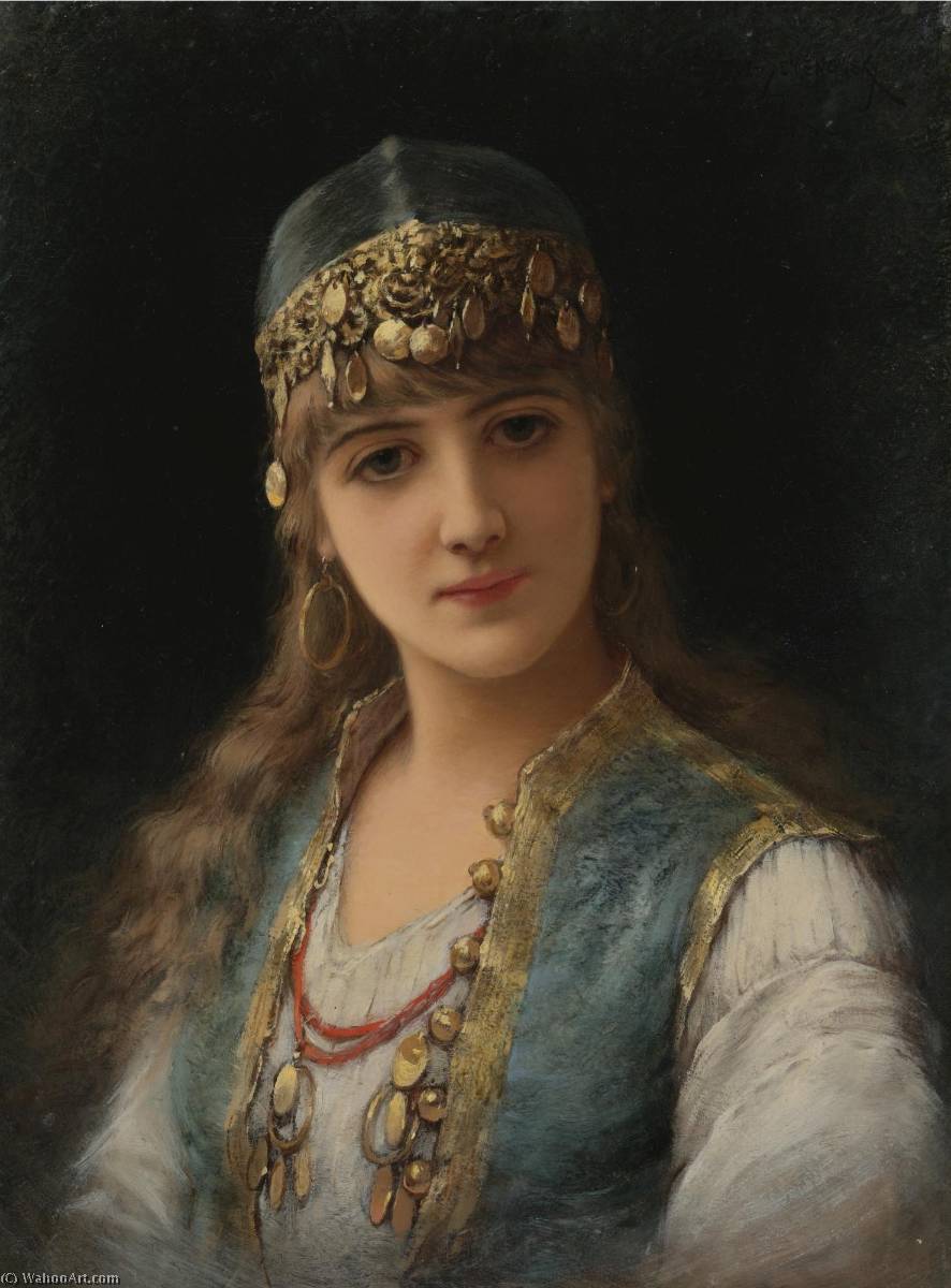 Wikioo.org - The Encyclopedia of Fine Arts - Painting, Artwork by Emile Eisman Semenowsky - A Harem Beauty