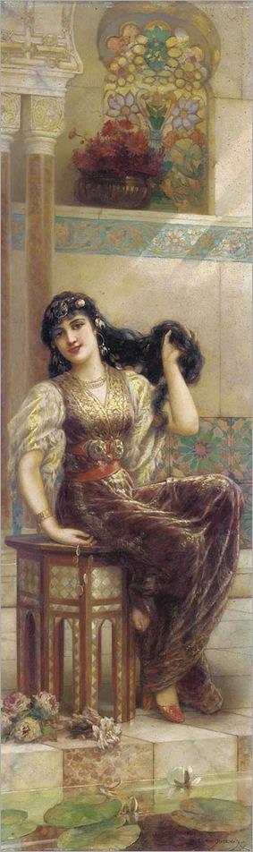 Wikioo.org – L'Encyclopédie des Beaux Arts - Peinture, Oeuvre de Emile Eisman Semenowsky - une dame Coiffant  elle  cheveu