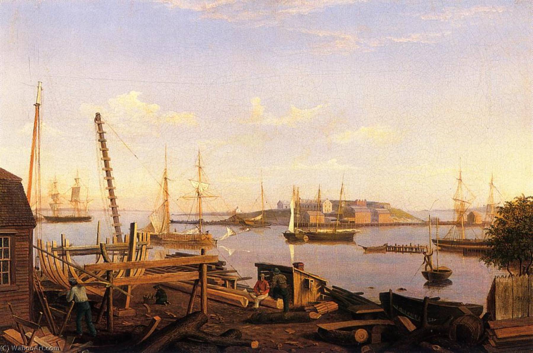 Wikioo.org - The Encyclopedia of Fine Arts - Painting, Artwork by Fitz Hugh Lane - The Fort and Ten Pound Island, Gloucester