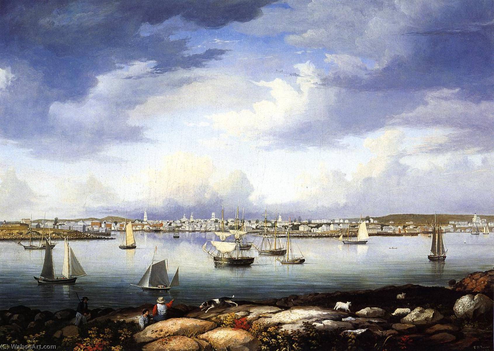Wikioo.org - The Encyclopedia of Fine Arts - Painting, Artwork by Fitz Hugh Lane - Gloucester from Rocky Neck