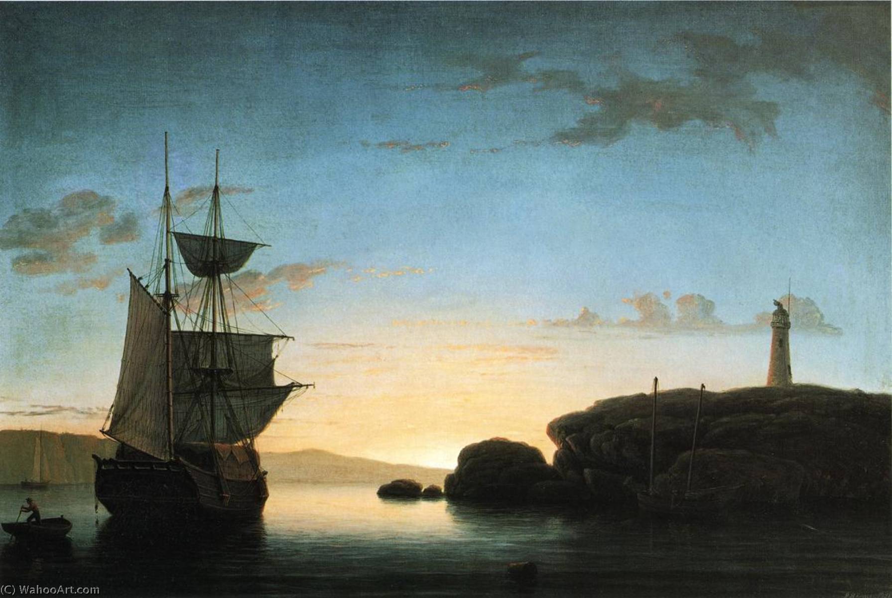 Wikioo.org - The Encyclopedia of Fine Arts - Painting, Artwork by Fitz Hugh Lane - Light House at Camden, Maine
