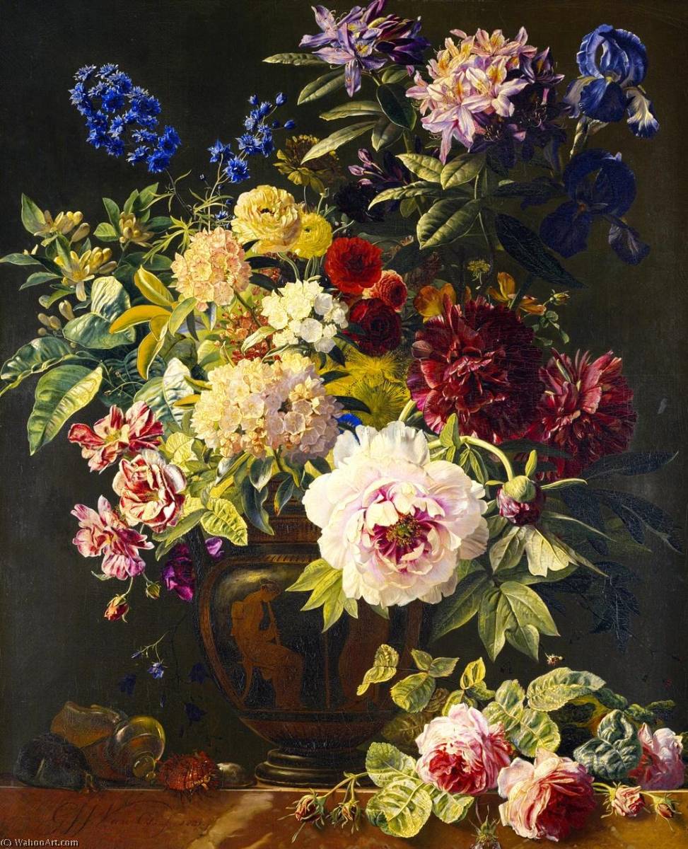 Wikioo.org - The Encyclopedia of Fine Arts - Painting, Artwork by Georgius Jacobus Johannes Van Os - Flowers in a Greek Vase