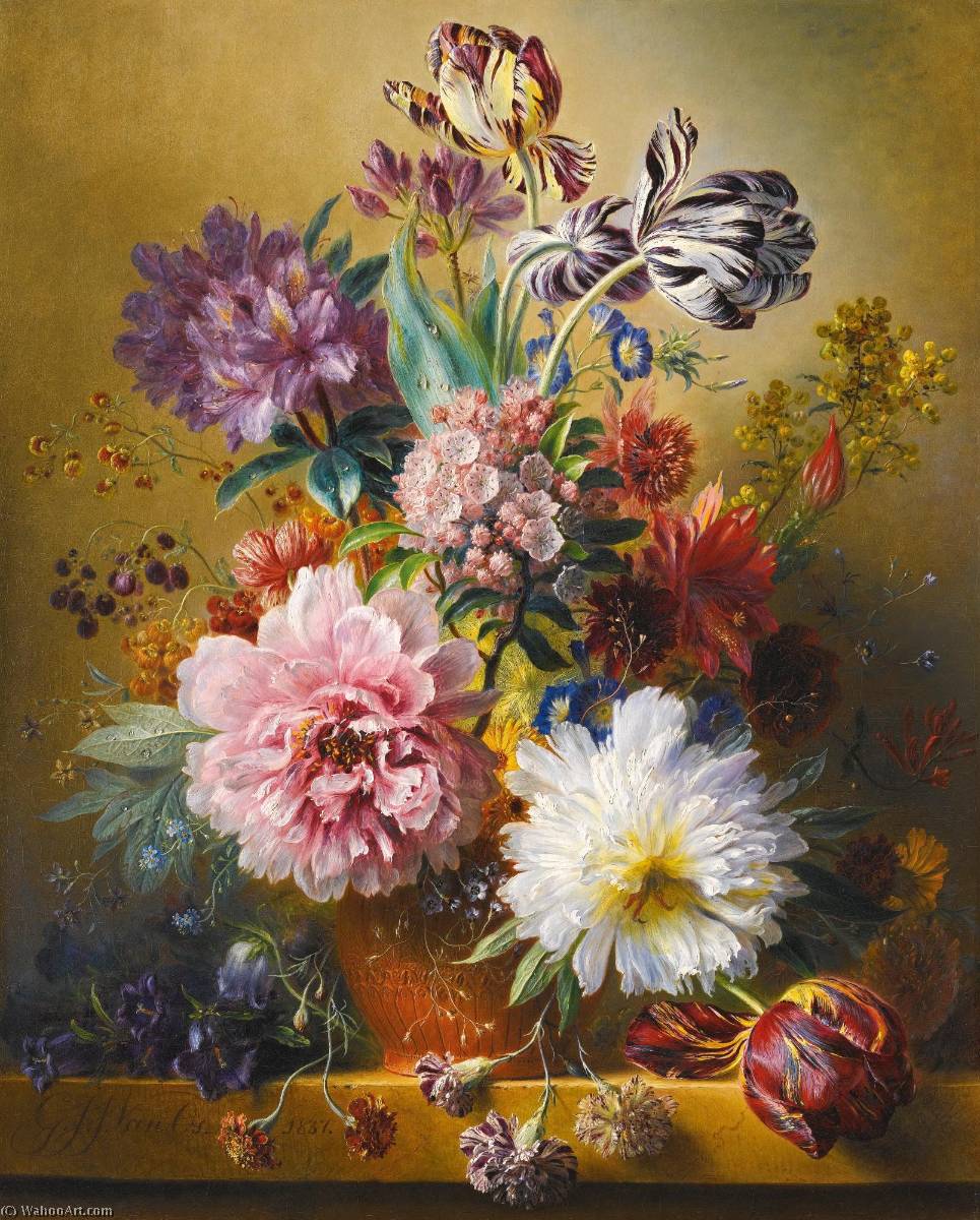 WikiOO.org – 美術百科全書 - 繪畫，作品 Georgius Jacobus Johannes Van Os - 一个 富裕的   花  仍  生命