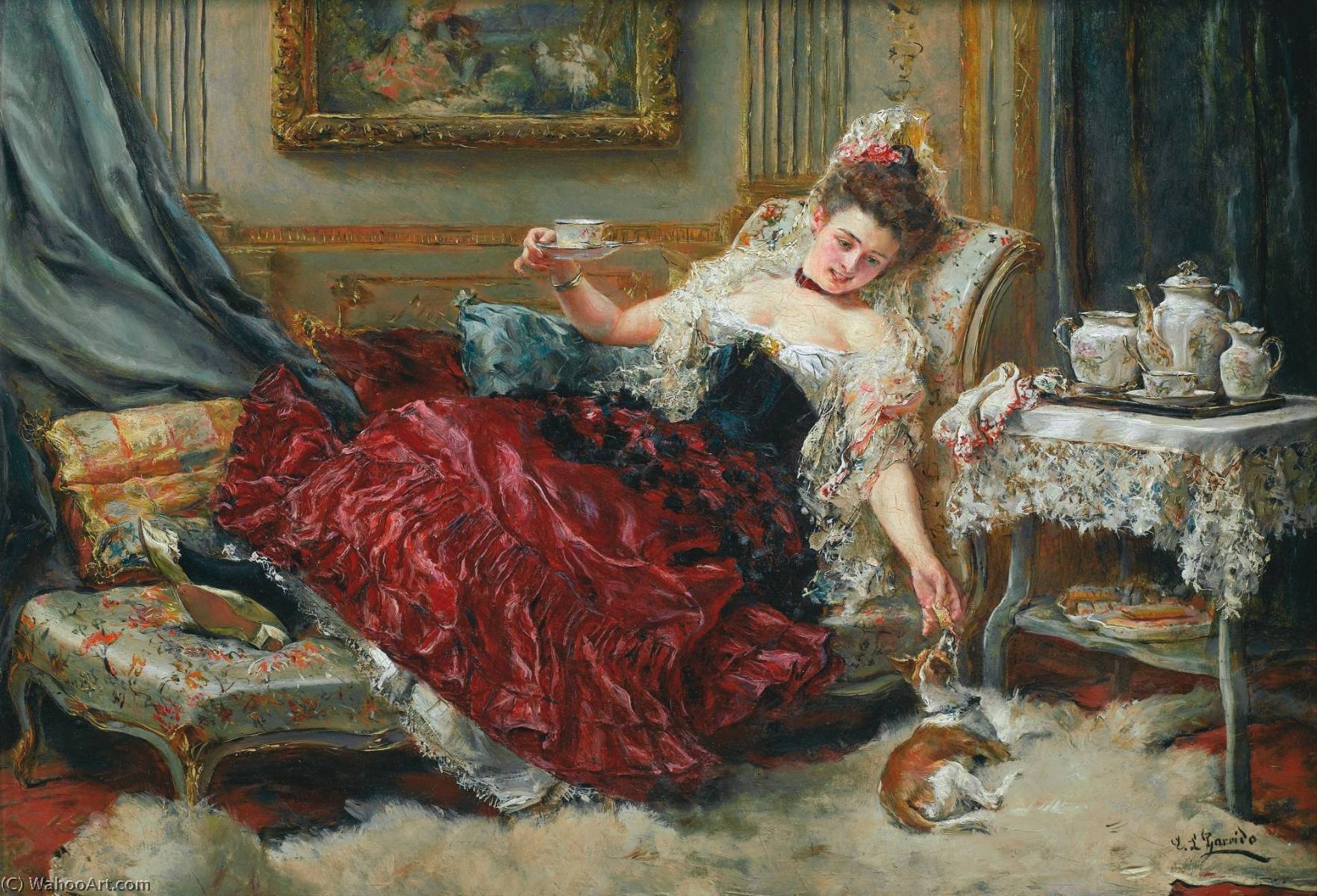 Wikioo.org - The Encyclopedia of Fine Arts - Painting, Artwork by Eduardo León Garrido - Tea Time