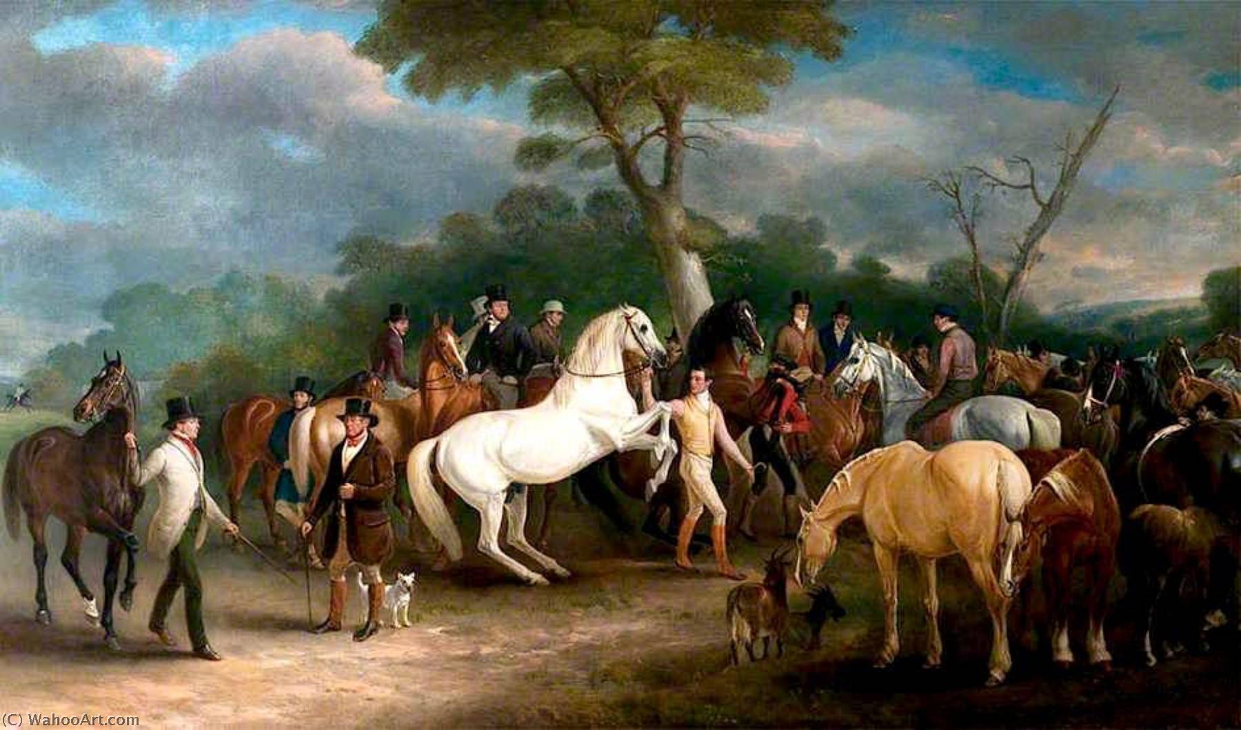 Wikoo.org - موسوعة الفنون الجميلة - اللوحة، العمل الفني John E Ferneley I - Melton Mowbray Horse Fair