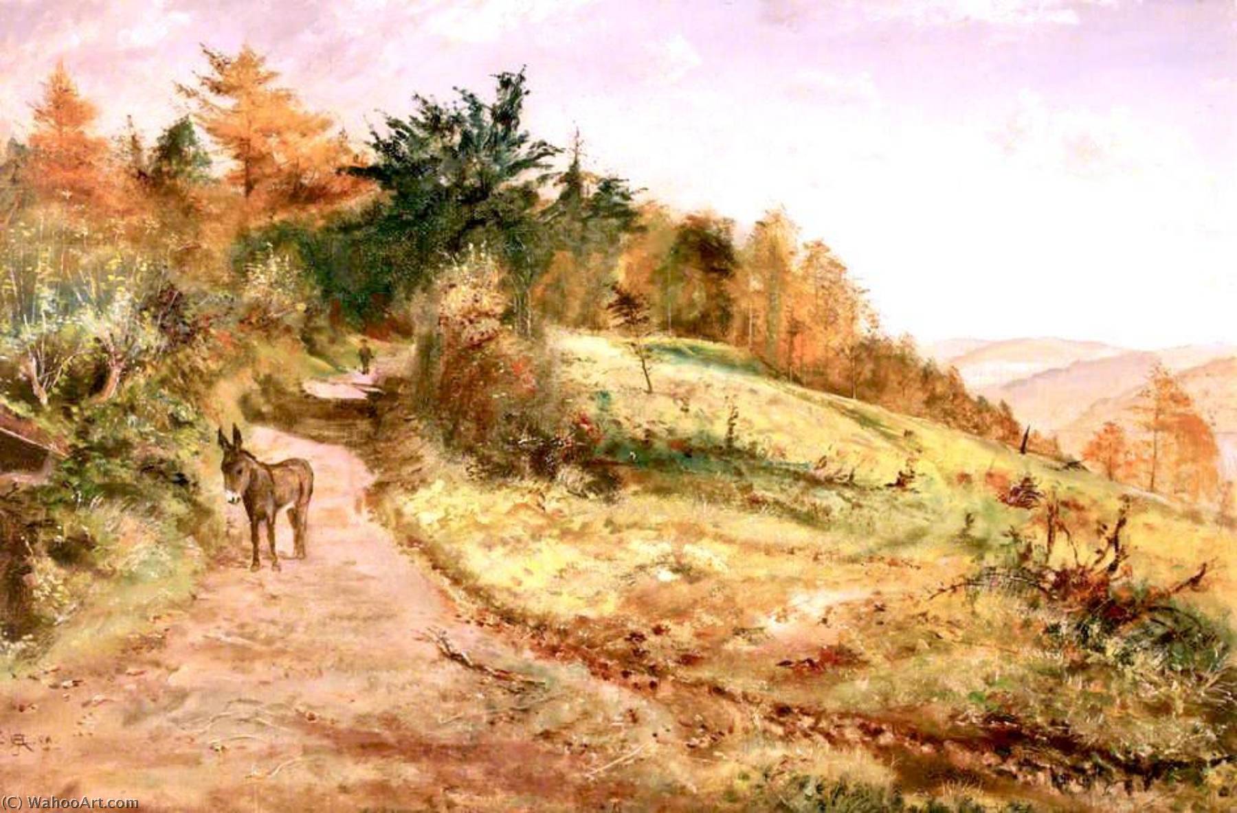 Wikioo.org - The Encyclopedia of Fine Arts - Painting, Artwork by Arthur John Evans - Donkey on a Path