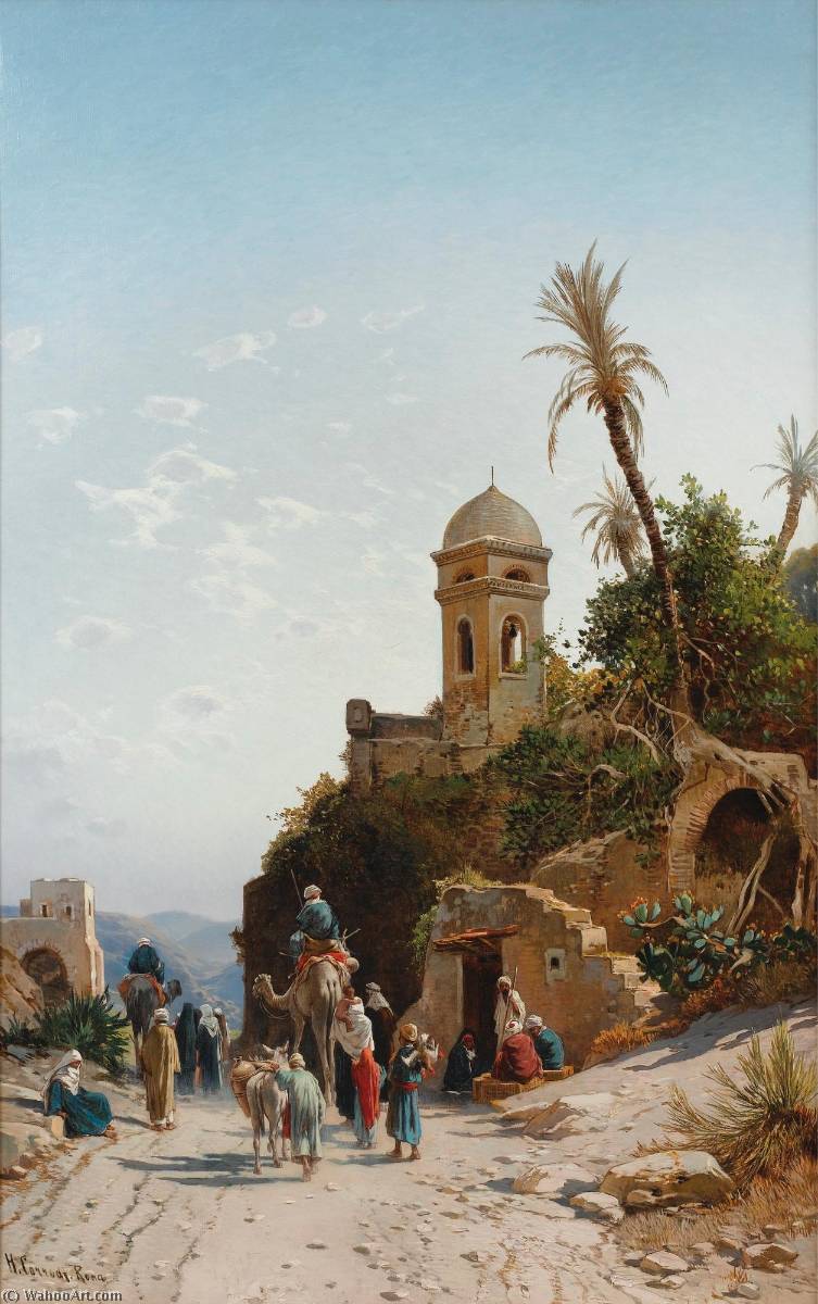 Wikioo.org - The Encyclopedia of Fine Arts - Painting, Artwork by Hermann David Salomon Corrodi - On the Road to Jerusalem