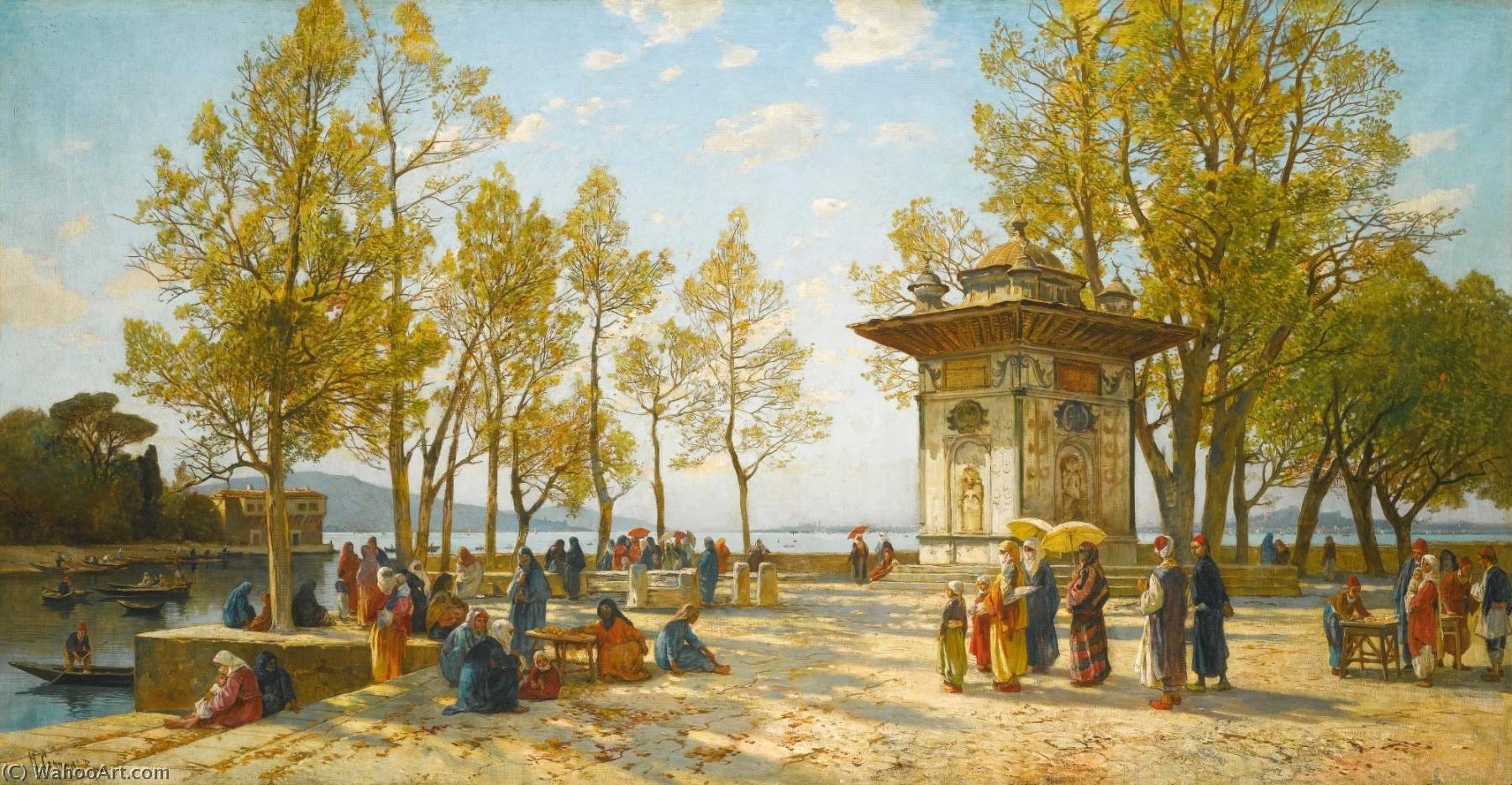 Wikioo.org - The Encyclopedia of Fine Arts - Painting, Artwork by Hermann David Salomon Corrodi - The Fountain of the Sweet Waters of Asia, on the Bosphorus