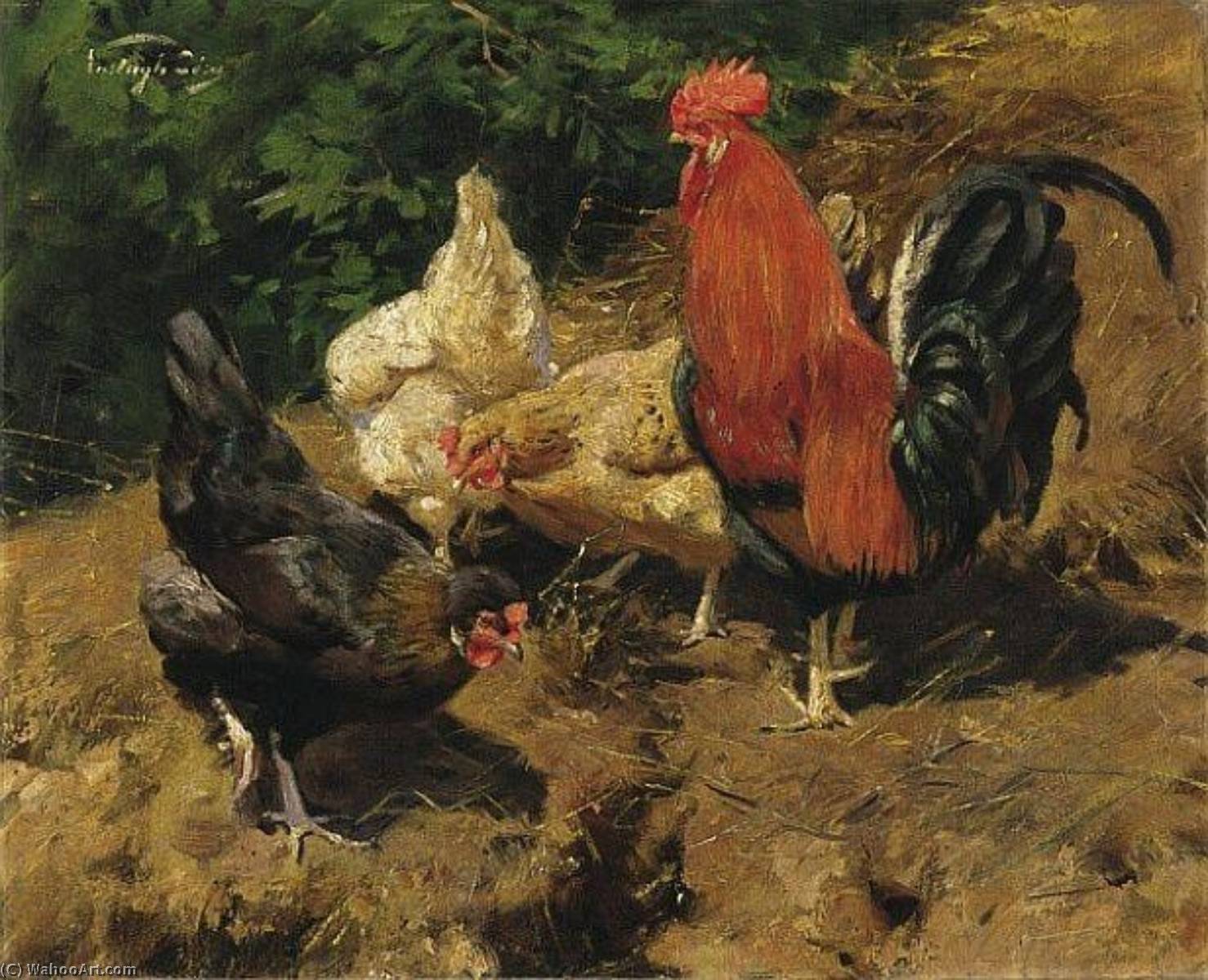 Wikioo.org - The Encyclopedia of Fine Arts - Painting, Artwork by György Vastagh - Kakas tyúkokkal