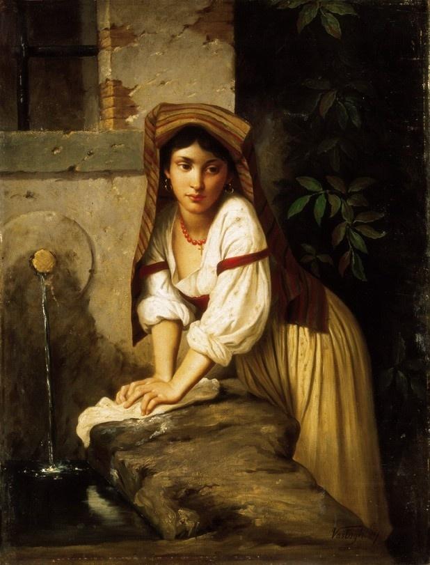 Wikioo.org - The Encyclopedia of Fine Arts - Painting, Artwork by György Vastagh - Italian Girl by the Well