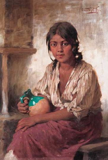 WikiOO.org - Encyclopedia of Fine Arts - Malba, Artwork György Vastagh - Girl with a Jar