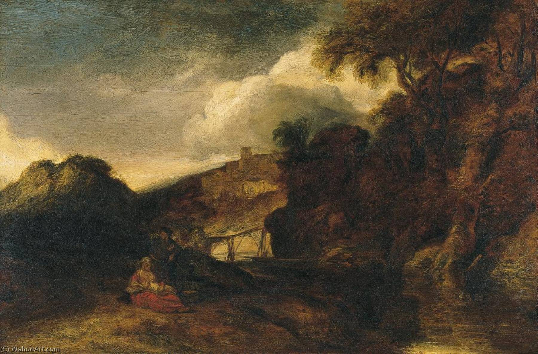Wikioo.org - The Encyclopedia of Fine Arts - Painting, Artwork by Jan Andrea Lievens - Landscape, with the Rest on the Flight to Egypt