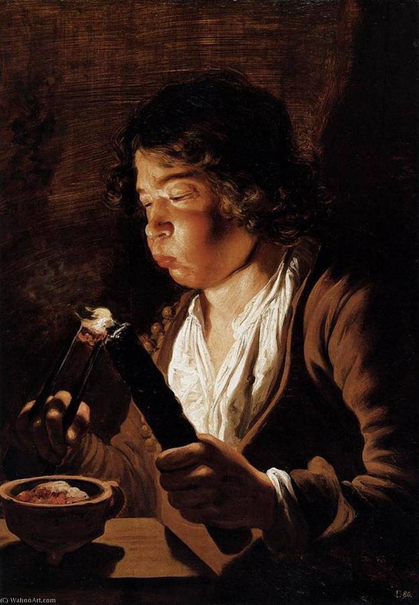 Wikioo.org - The Encyclopedia of Fine Arts - Painting, Artwork by Jan Andrea Lievens - Fire and Youth (also known as Boy with Tongs and Torch)