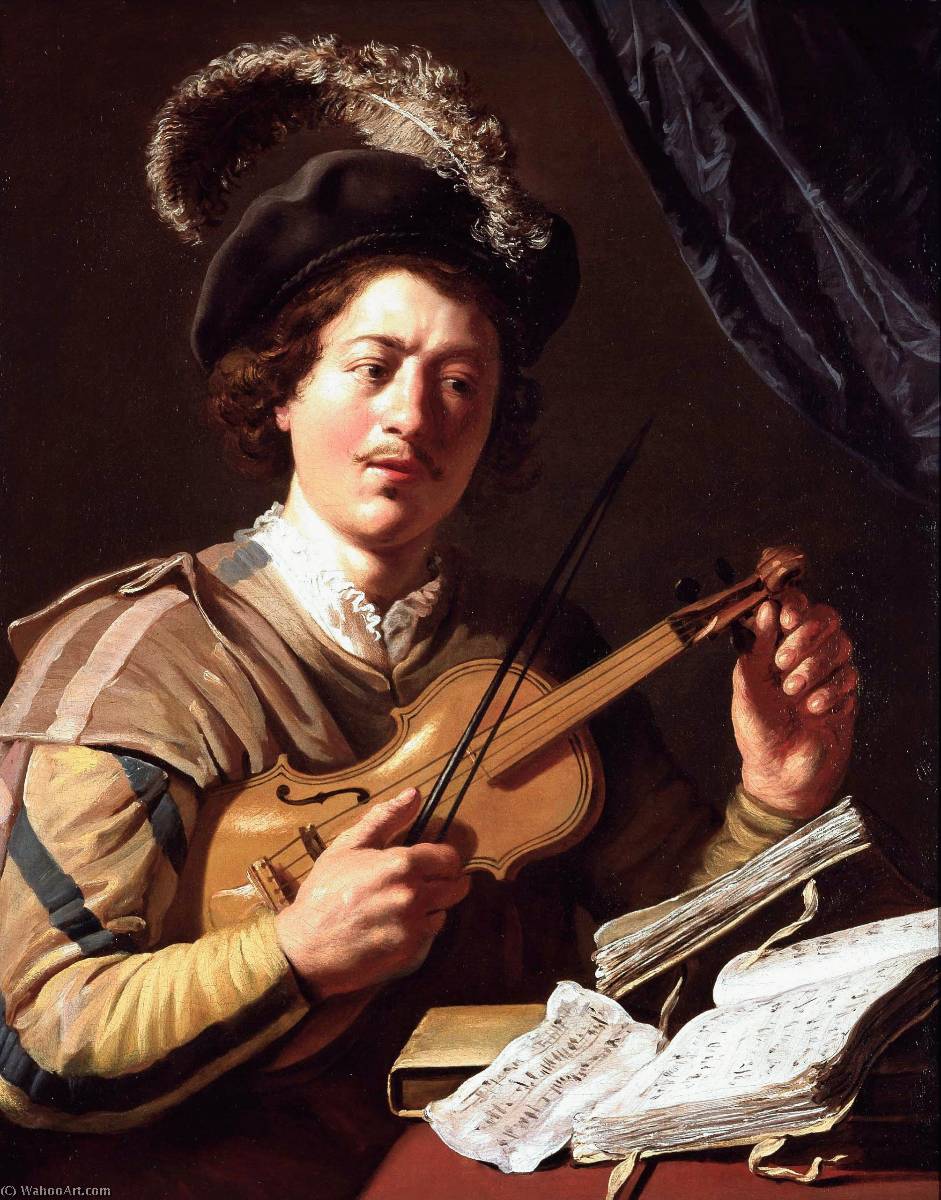 WikiOO.org - Енциклопедия за изящни изкуства - Живопис, Произведения на изкуството Jan Andrea Lievens - The Violin Player
