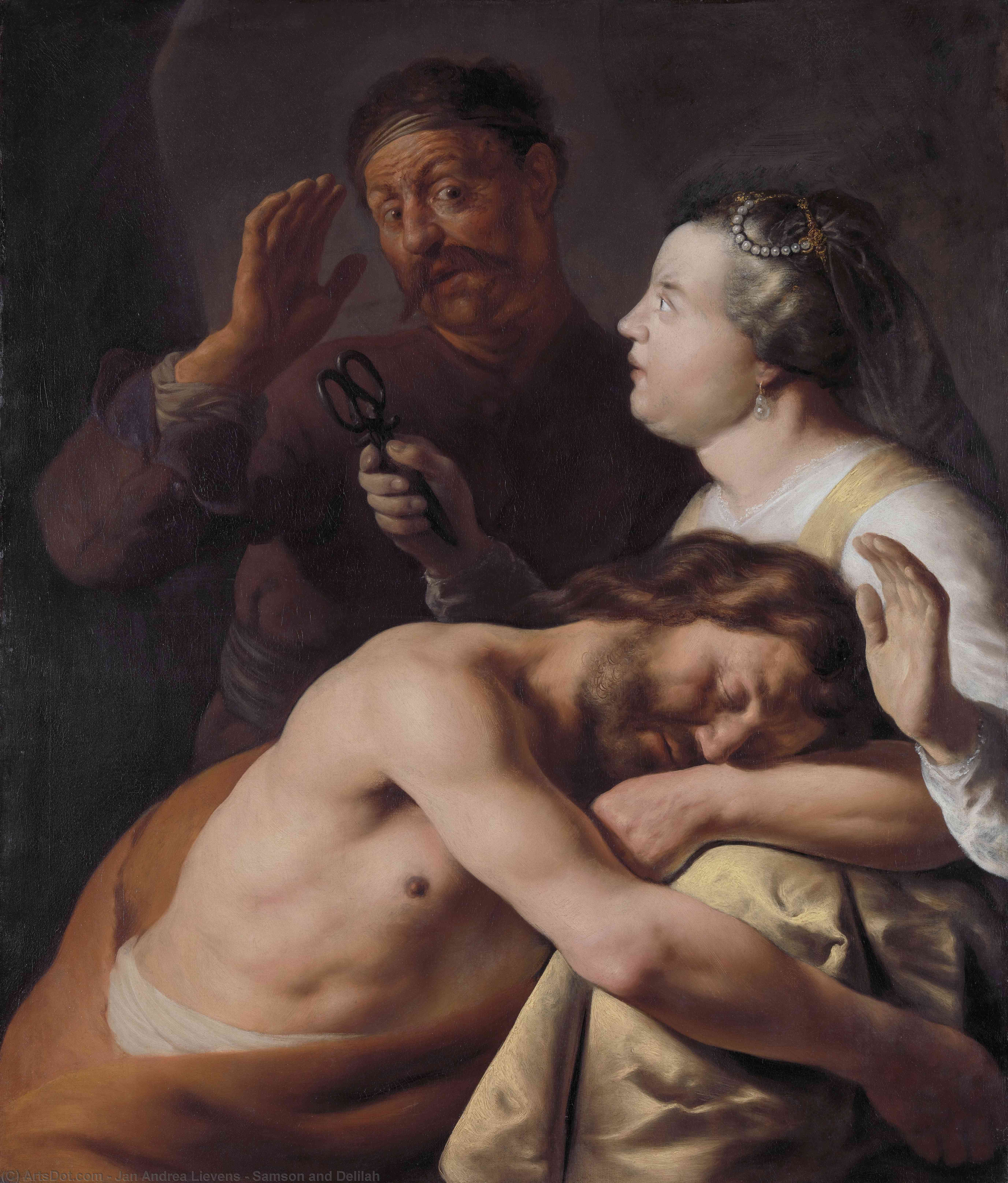 Wikioo.org - The Encyclopedia of Fine Arts - Painting, Artwork by Jan Andrea Lievens - Samson and Delilah