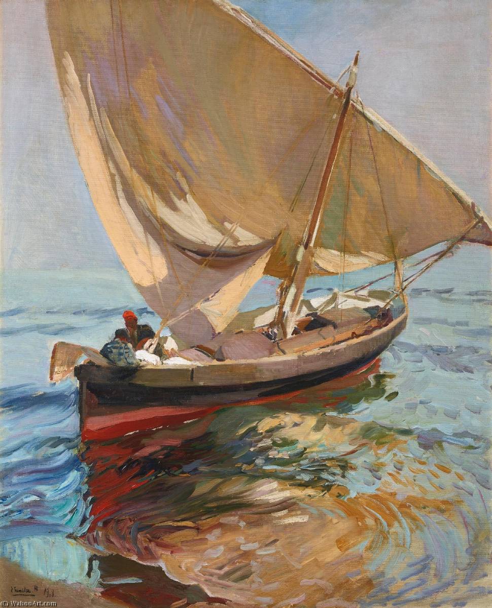 Wikioo.org - The Encyclopedia of Fine Arts - Painting, Artwork by Joaquin Sorolla Y Bastida - Camino de la pesca. Valencia (Setting out to Sea. Valencia)