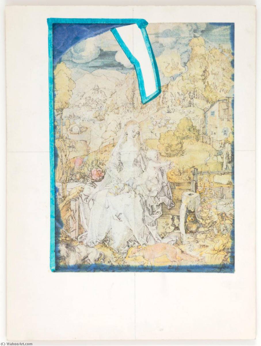 Wikioo.org - The Encyclopedia of Fine Arts - Painting, Artwork by Joseph Cornell - Untitled (15th century German engraving of Madonna and Child in a landscape)