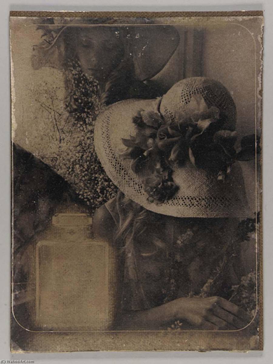Wikioo.org - The Encyclopedia of Fine Arts - Painting, Artwork by Joseph Cornell - Untitled (two young women with flowers and straw hats)