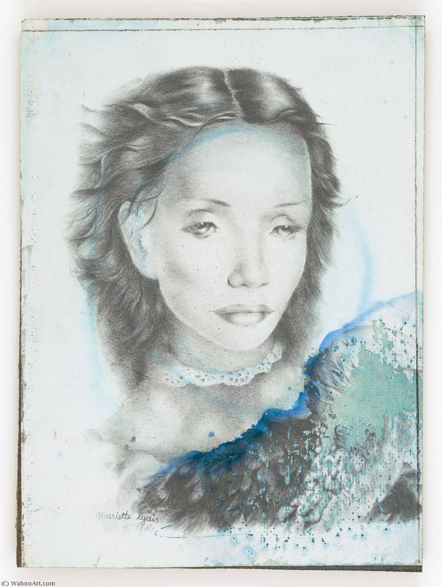 Wikioo.org - The Encyclopedia of Fine Arts - Painting, Artwork by Joseph Cornell - Untitled (drawing of a woman signed Mariette Lydia)
