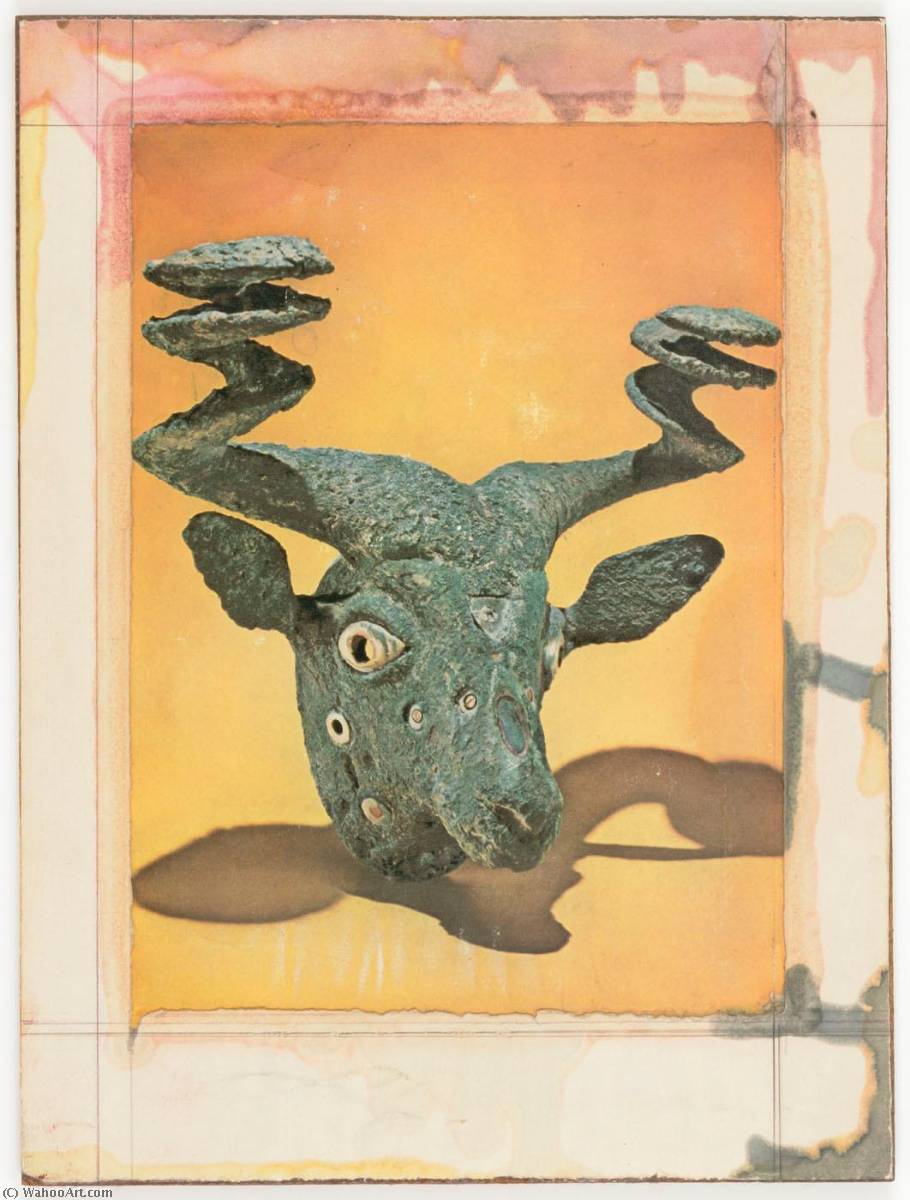 Wikioo.org - The Encyclopedia of Fine Arts - Painting, Artwork by Joseph Cornell - Untitled (eroded bronze bull's head)