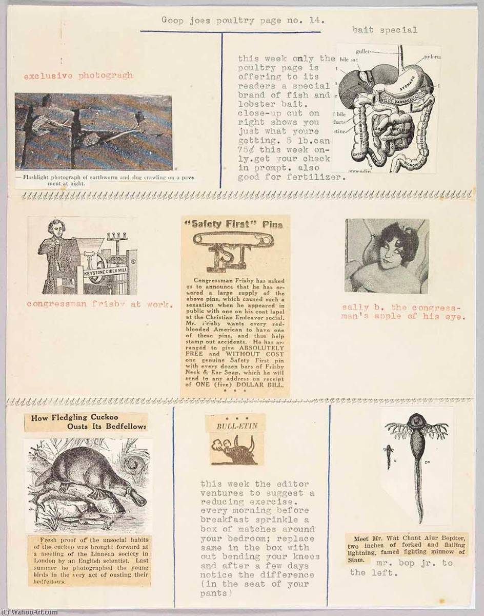 WikiOO.org - Енциклопедия за изящни изкуства - Живопис, Произведения на изкуството Joseph Cornell - Goop Joe's Poultry Page no. 14. Bait Special