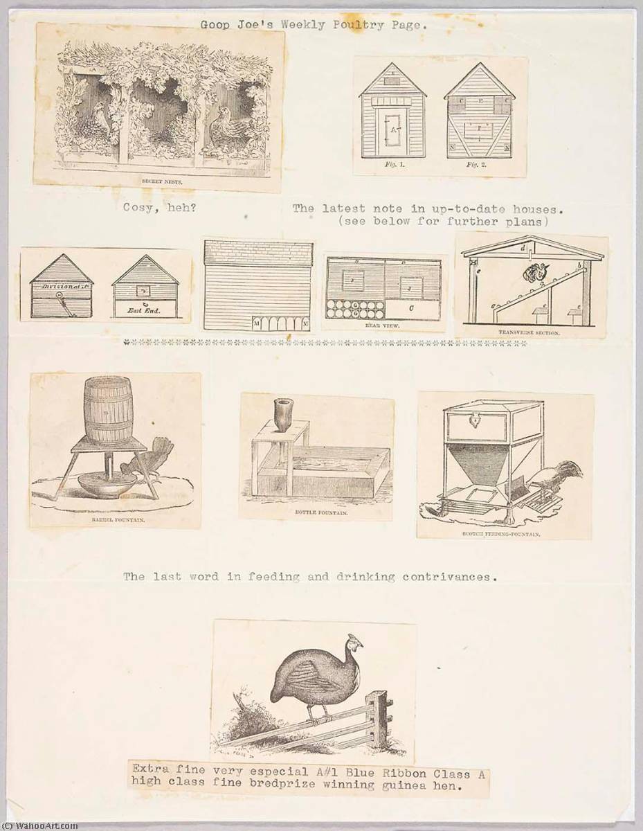 WikiOO.org - Encyclopedia of Fine Arts - Målning, konstverk Joseph Cornell - Goop Joe's Weekly Poultry Page